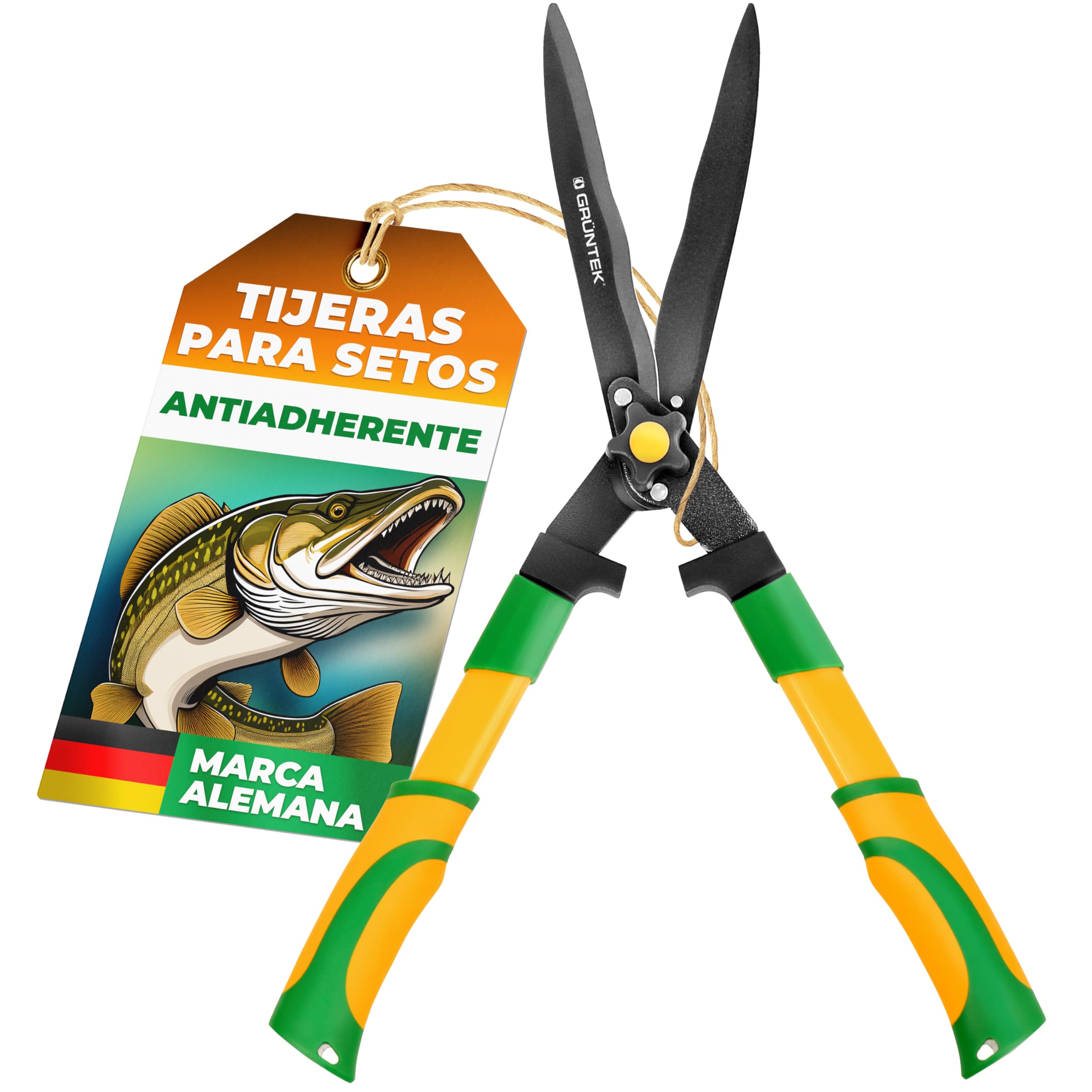 GRÜNTEK Cizalla para Setos. Tijera de Poda Jardín de dos manos 560mm. Cortasetos Poderoso y Ligero