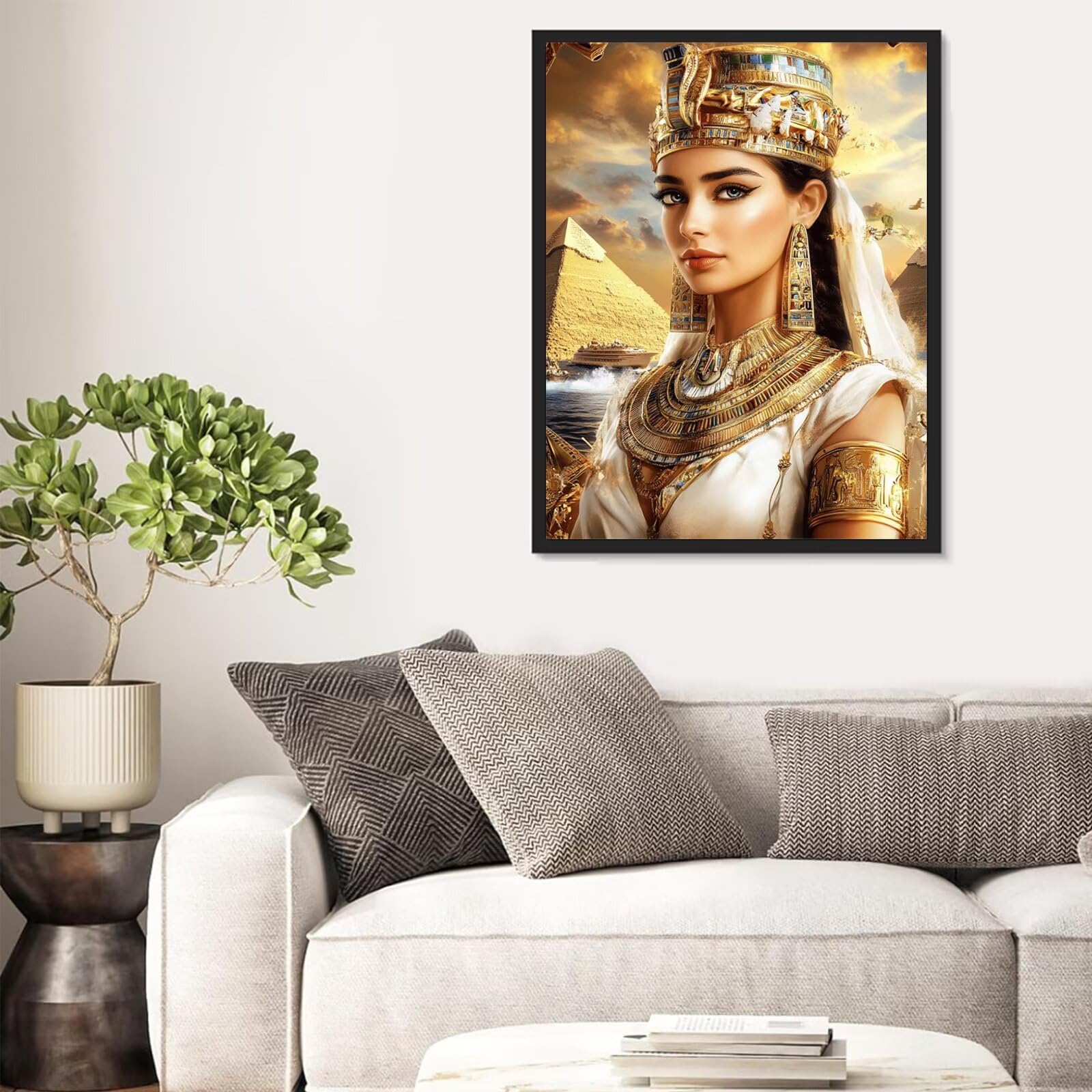 Egipt Malowanie po numerach, dla dorosłych, dla kobiet, dorosłych, płótno 81 x 122 cm, bez ramy, zestawy obrazów olejnych DIY z 3 pędzlami i farbą akrylową do dekoracji ścian pokoju domowego, prezenty
