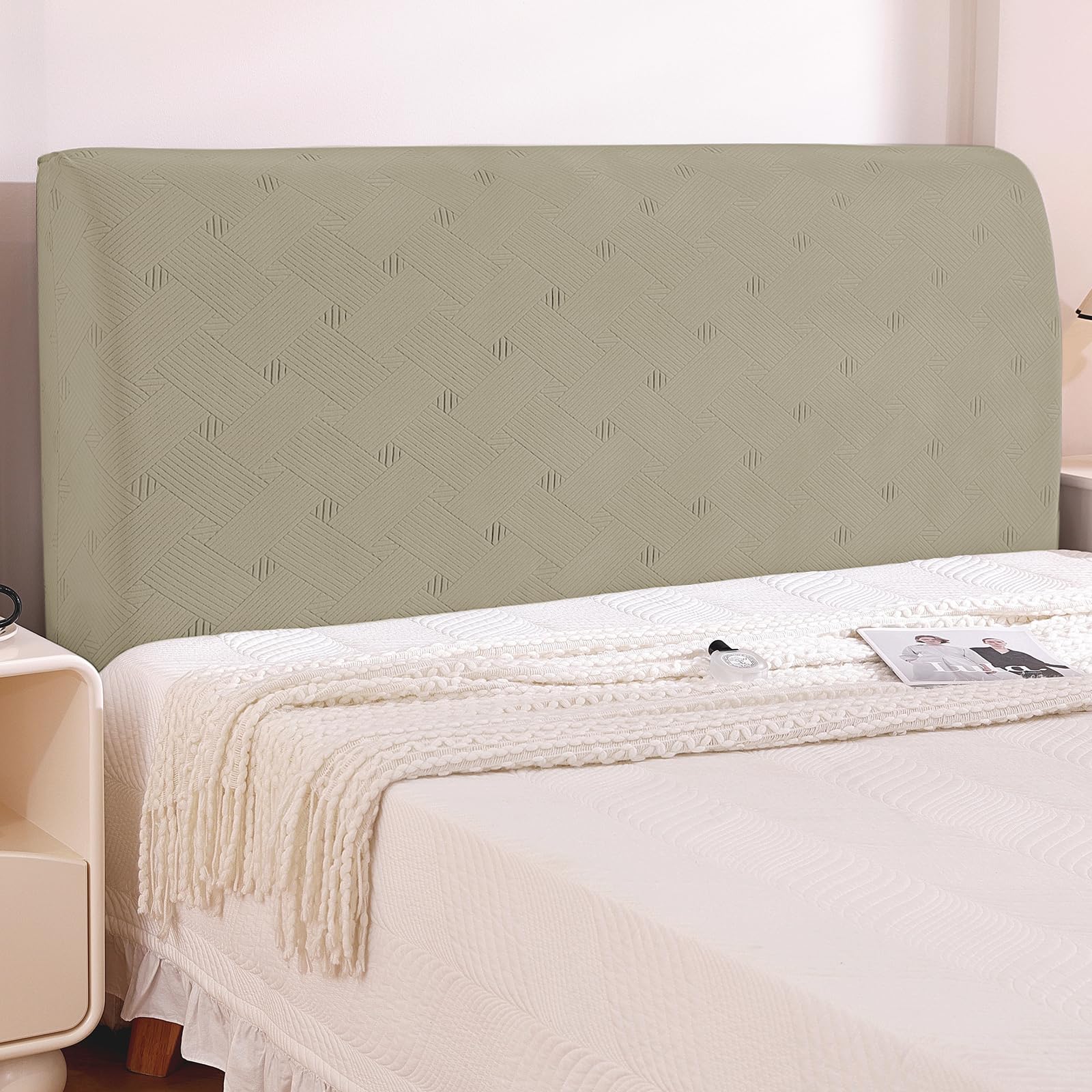 Ystyle Pokrowiec Na Zagłówek Łóżka, Odporny Na Kurz Headboard Slipcover, Rozciągliwy Pyłoszczelny Pokrowiec Ochronny Do Sypialni, Ochrona Pleców Do Deski Rozdzielczej (150CM, Khaki)