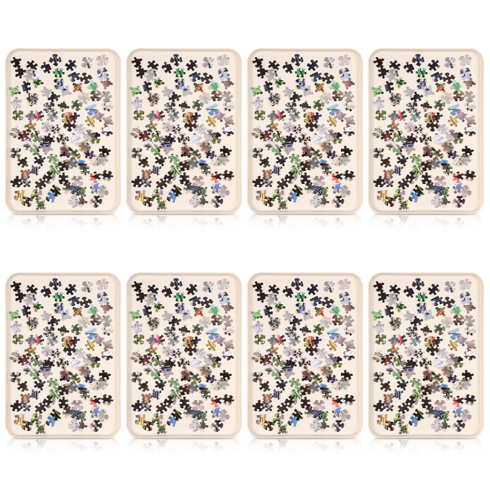 LOYIM 8 Pcs 15'' x 10.5' Extra Large Puzzle Sorting Trays Stackable Puzzle Trays for Sorting Piece Sorter Jigsaw Storage Accessory for 2000/3000/5000/6000 Pieces(Beige)