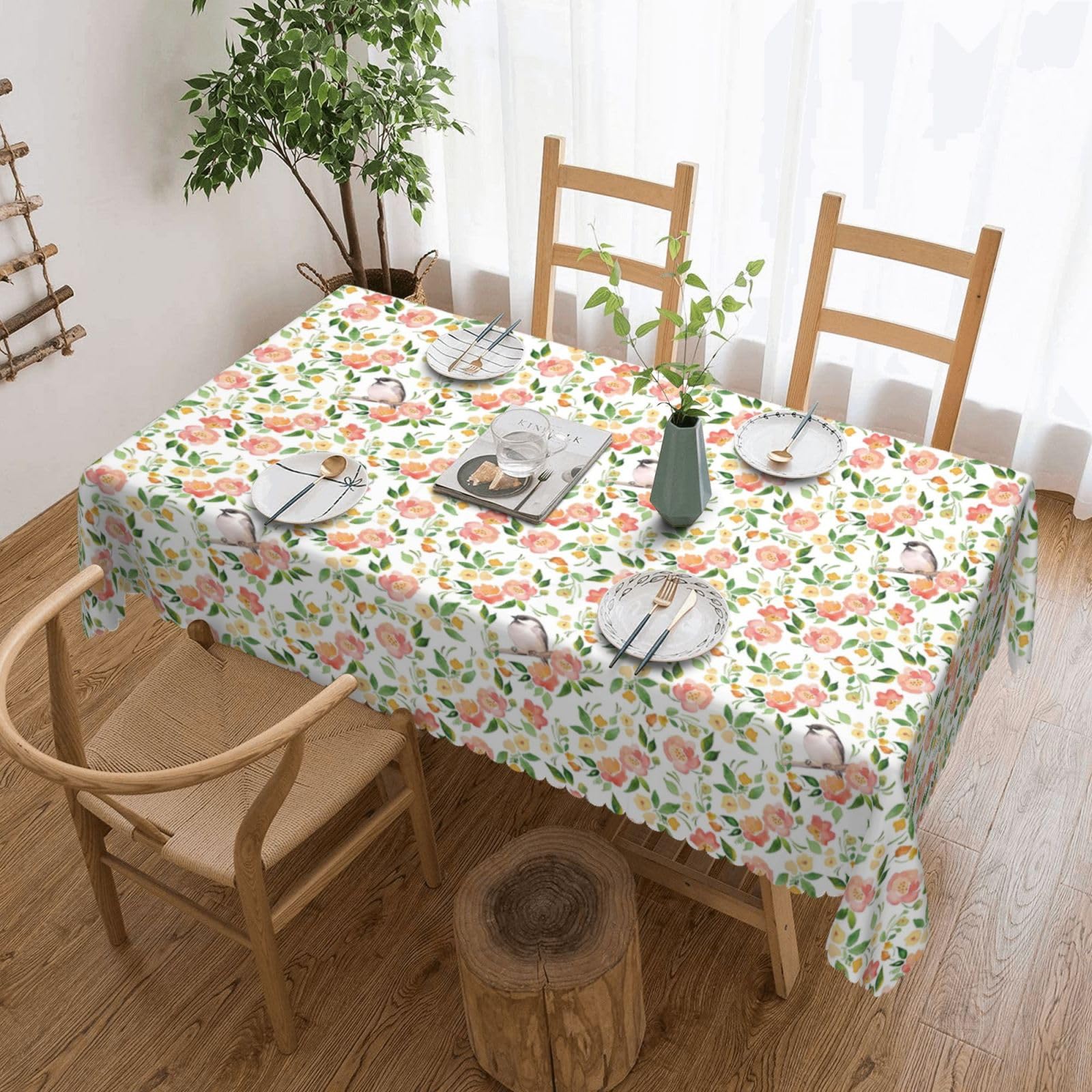 Nappe rectangulaire imprimé fleurs pour pique-nique et dîner de jardin