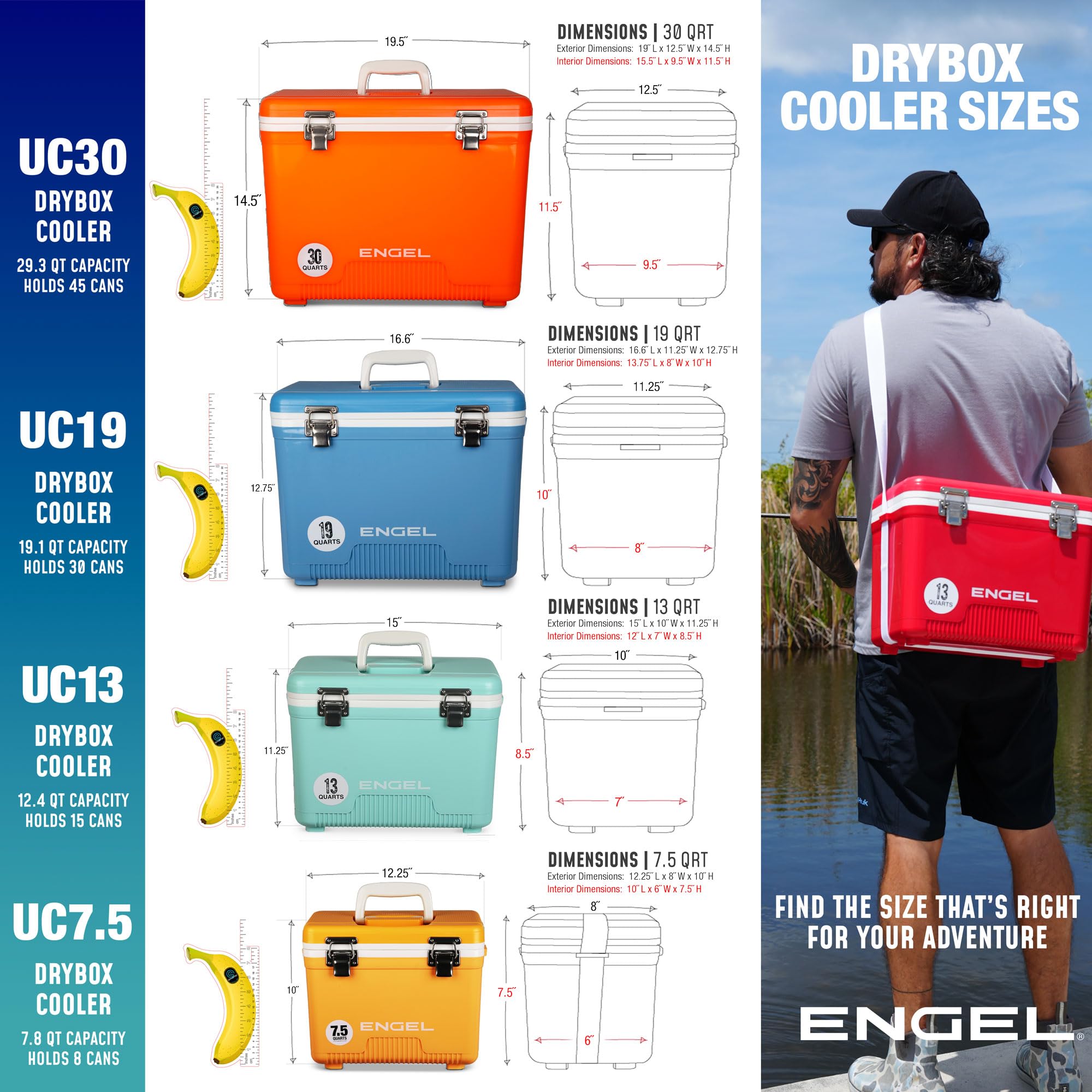 ENGEL UC13 13qt Leak-Proof, Air Tight, Drybox Cooler and Small