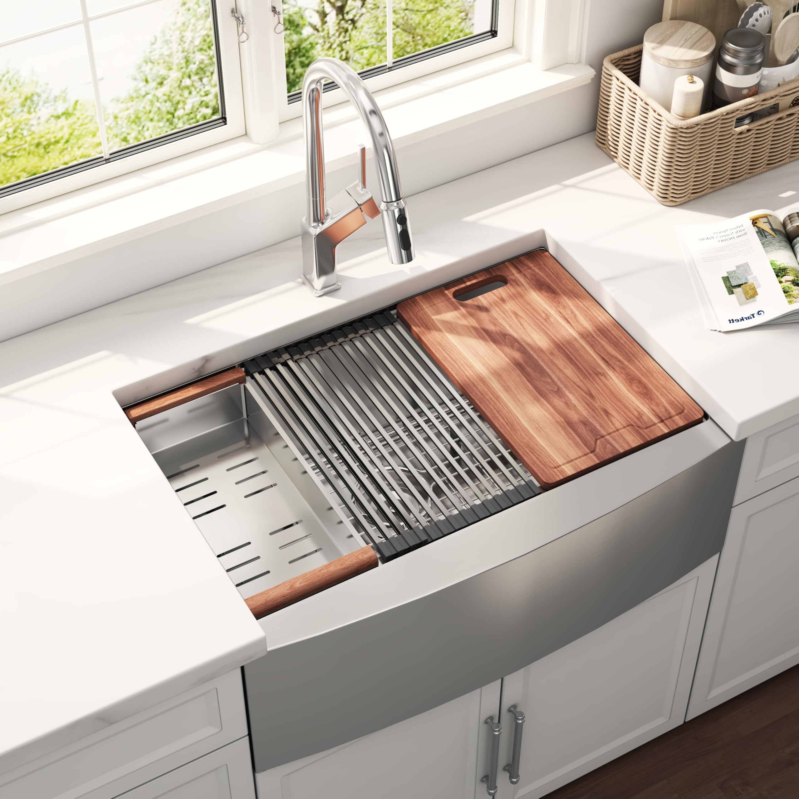 明洋W3001 Blenzia 30 Inch Undermount Workstation Farmhouse Kitchen Sink 304