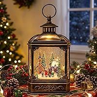 Vista 15 de Linterna de globo de nieve de Navidad, linterna brillante de agua iluminada con cable USB y funciona a baterías, para regalos y decoración de Pesebre