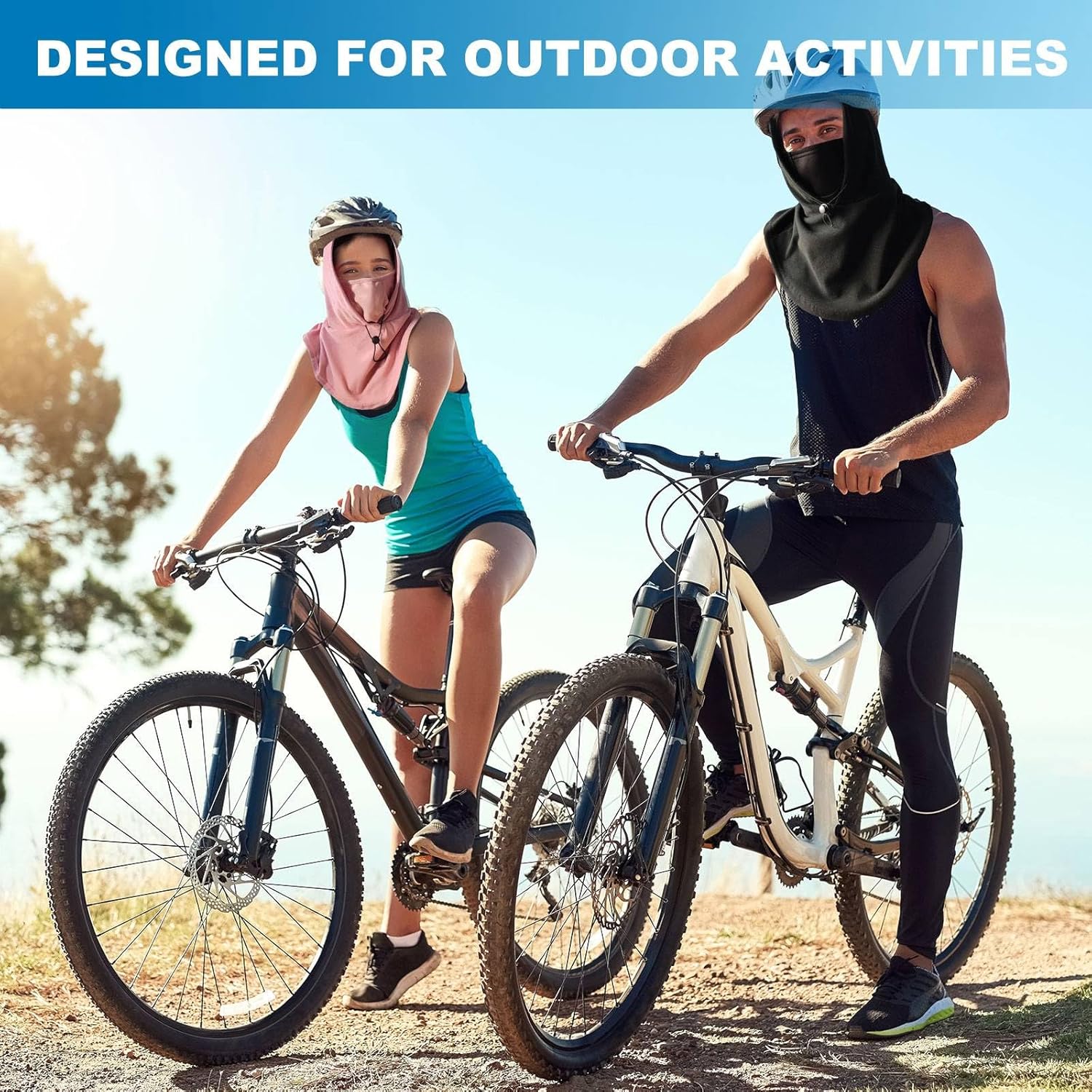 Balaclava Face Mask for Men Women: Lightweight Breathable Sweat-Absorbing Ski Mask with Adjustable Drawstring. UV Protection Cycling Motorcycle Face Cover - Black - Image 6