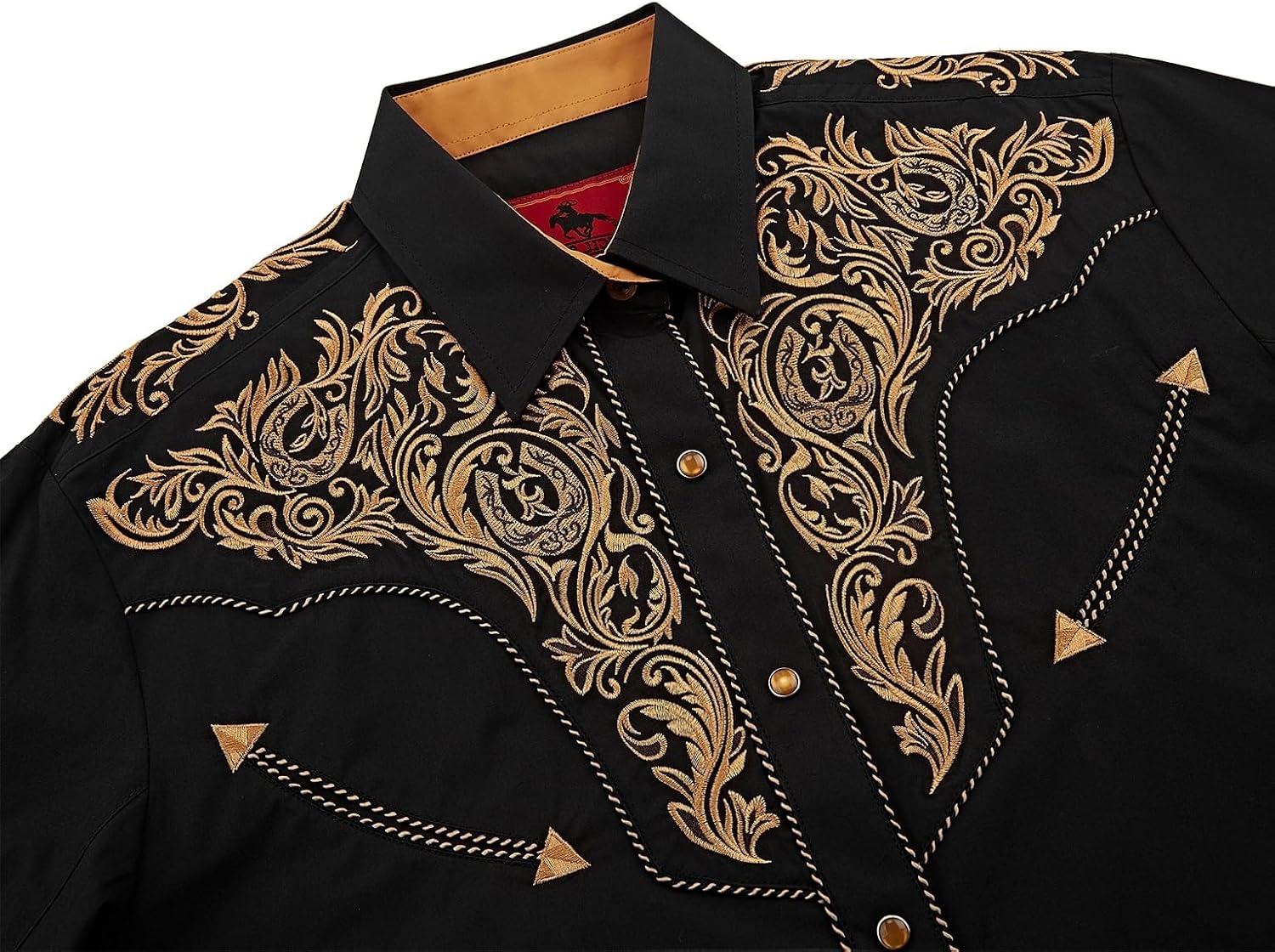 Men's Western Cowboy Shirt Embroidered Long Sleeve Casual Button Down Shirt - Image 2