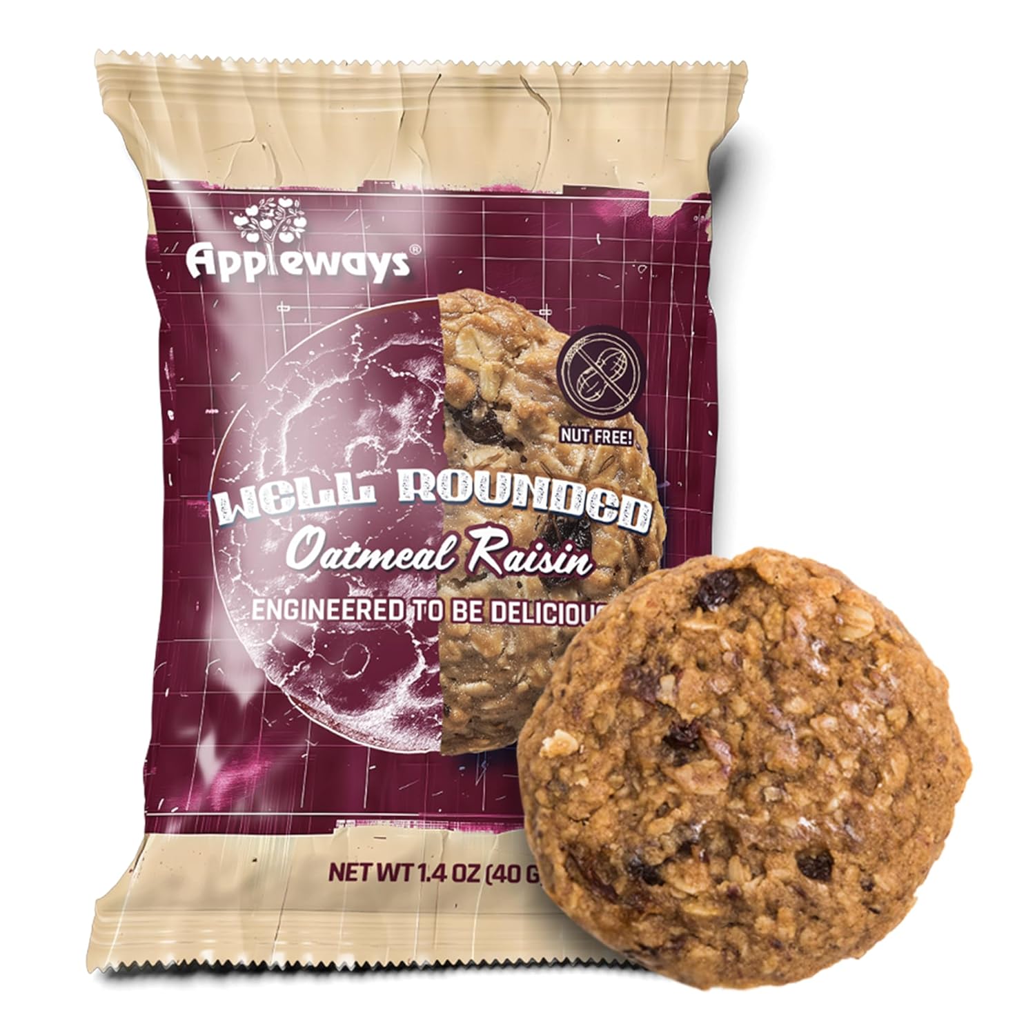 Appleways Oatmeal Raisin Cookies Soft Baked, 100% Nut Free Individually Wrapped Soft Baked Cookies Oatmeal, Made in USA, 1.4 Oz, 160 Count