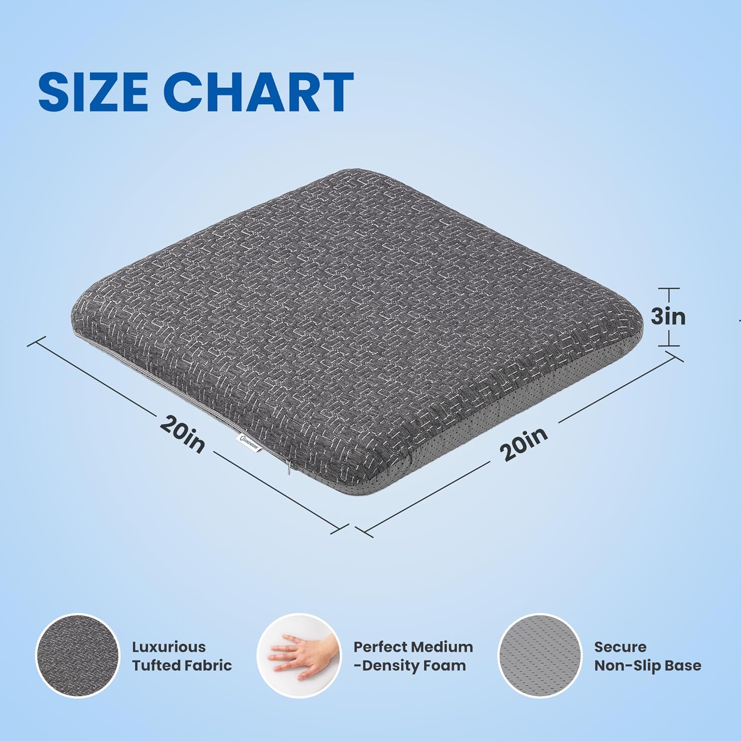 Ganondorf Extra Large Recliner Seat Cushion for Elderly Tufted Furry Booster Foam Cushion, Pressure Relief for Long Sitting Orthopedic Chair Cushion for Recliners Office Chairs, Grey