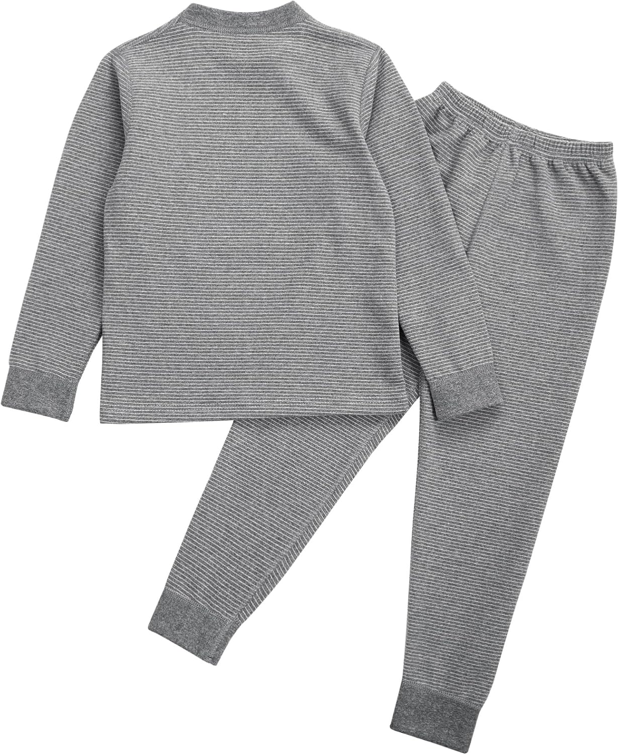 Boys Girls Striped Thermal Underwear Set Youth Kids Long Johns Long Sleeve Shirt Base Layer Top with Pants