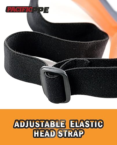 Miniatura 4 de PACIFIC PPE Anteojos de seguridad de visión amplia, ANSI Z87 con lentes envolventes antivaho y antiarañazos, correa ajustable, ideales para