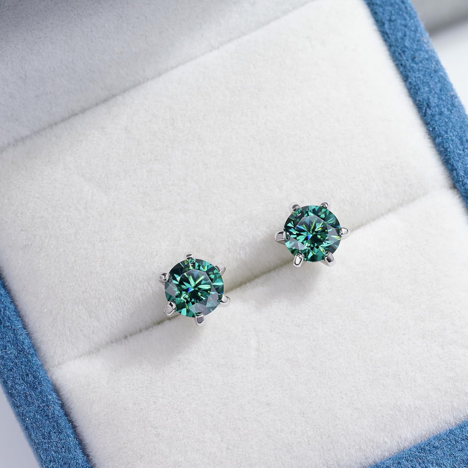 GIGAJEWE Moissanite Stud Earring Round Cut Total 2.0ct,18K White Gold Plated Silver Earring for Women Men… - Image 4