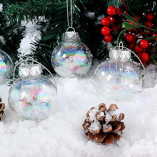 Miniatura 3 de Esferas de adornos iridiscentes de 2.5 pulgadas, 12 bolas de Navidad transparentes de plástico para manualidades, fiestas, árbol de Navidad,