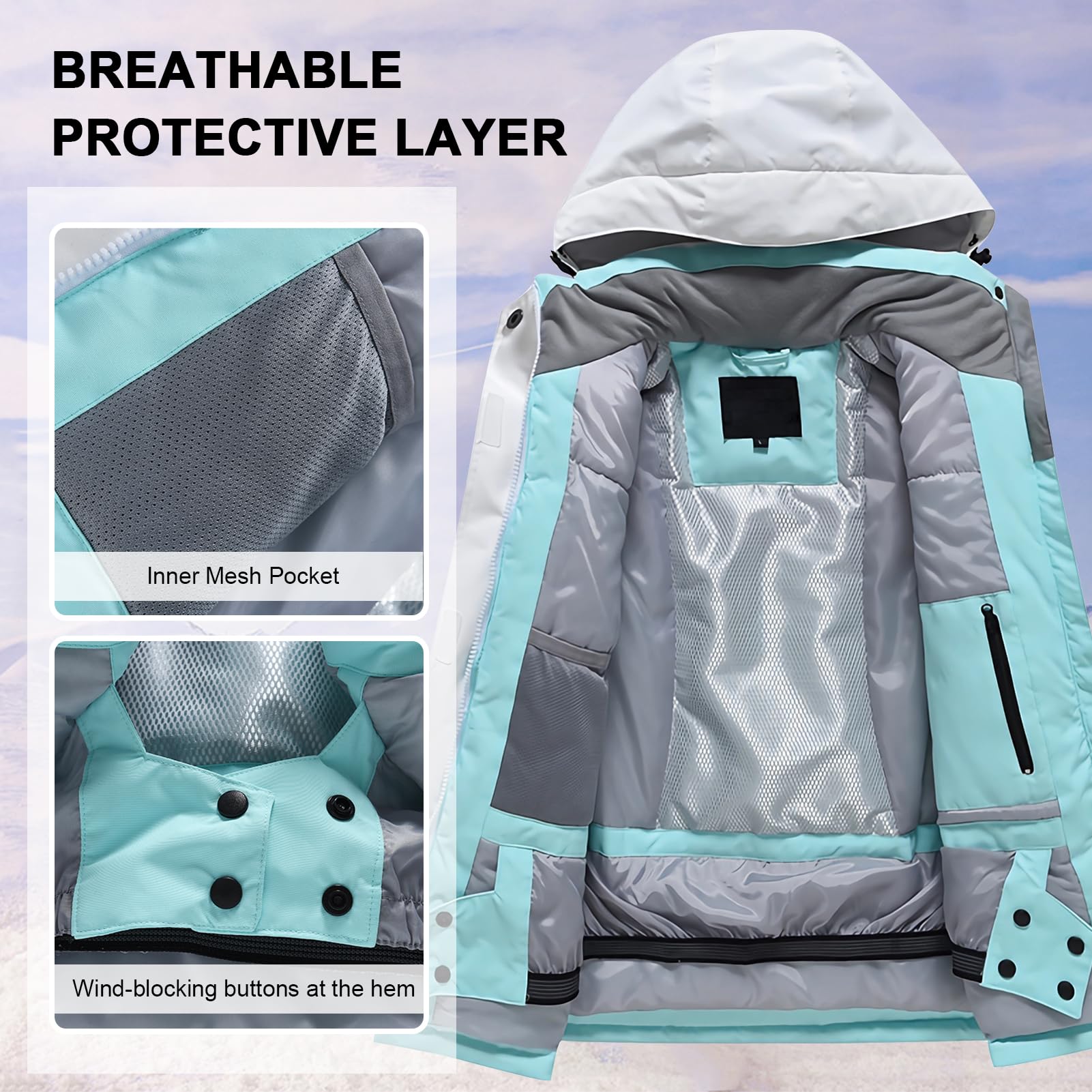 Combinaison de Ski Garçon Enfant à Capuche Coupe-vent et Imperméable Combinaisons de Neige Fille Chaude Vêtements de Ski pour Hiver