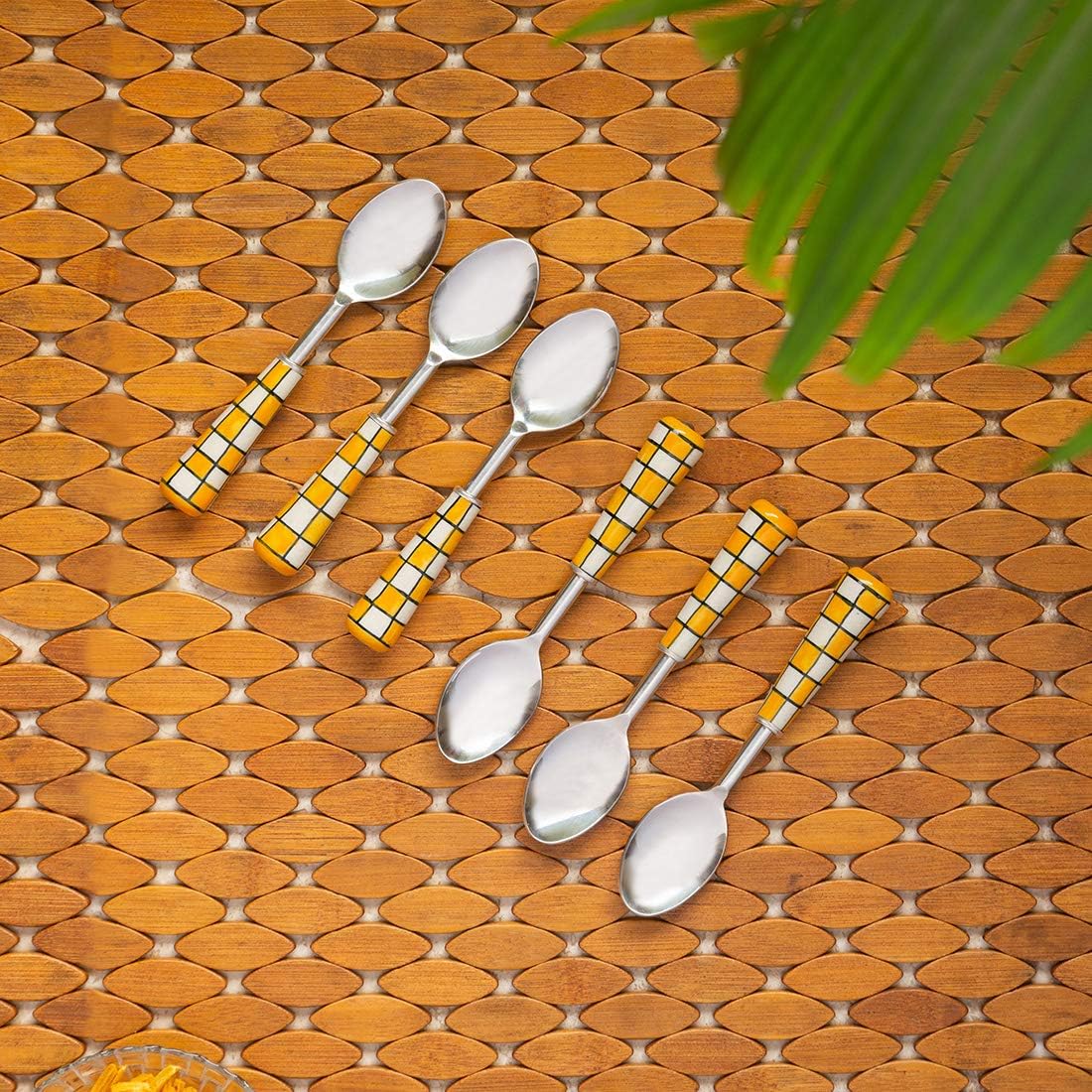 Buy Wofier Stainless Steel Marble Spoon with Ceramic Handle Set Home