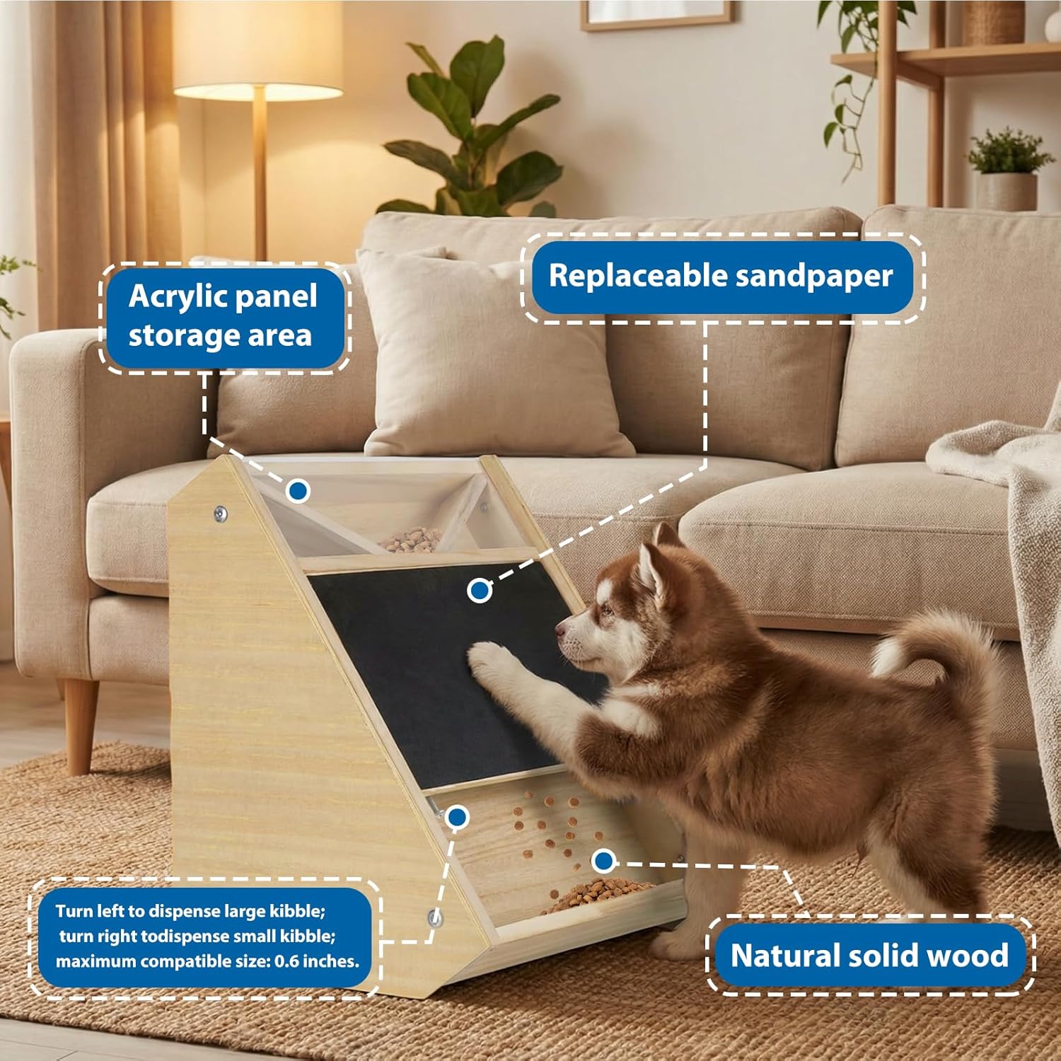 Dog Nail Scratch Board with Treat: Wooden Dog Nail File Board with Replaceable Sandpaper, Quiet Dog Nail Trimmer Alternative for Stress-Free Nail Care