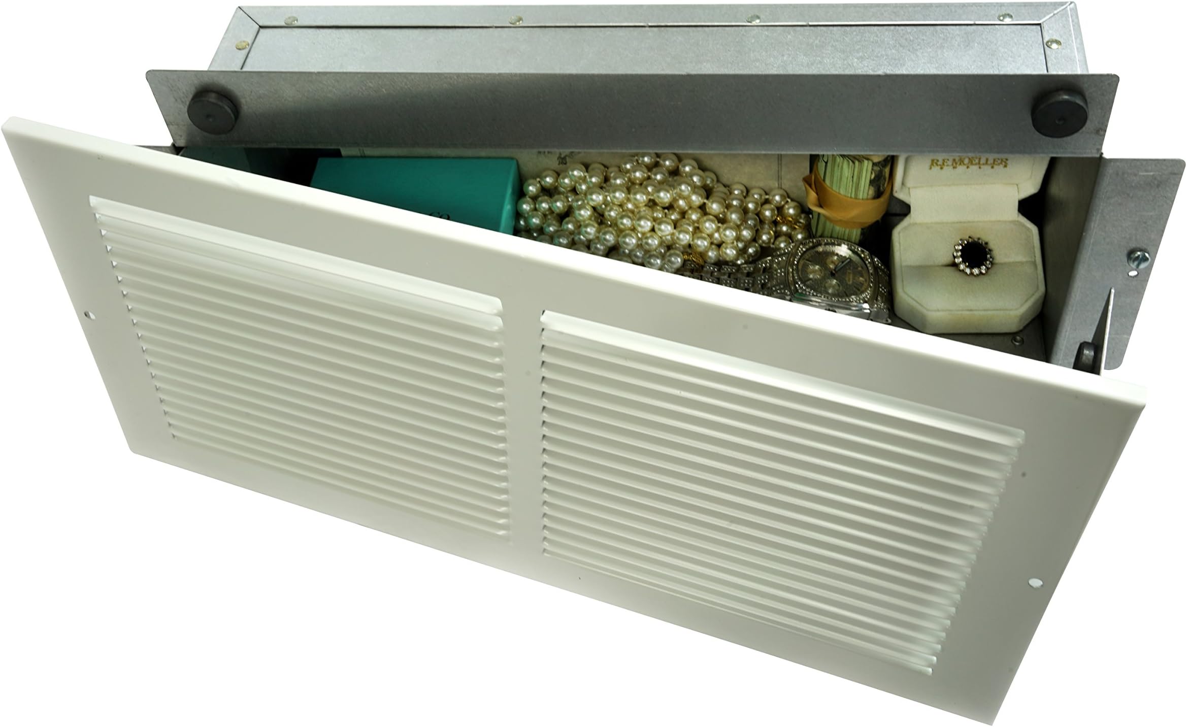 Hidden Wall Safe, Hidden as Air Vent in Plain Sight, Secures Jewelry, Valuables, Cash etc, White