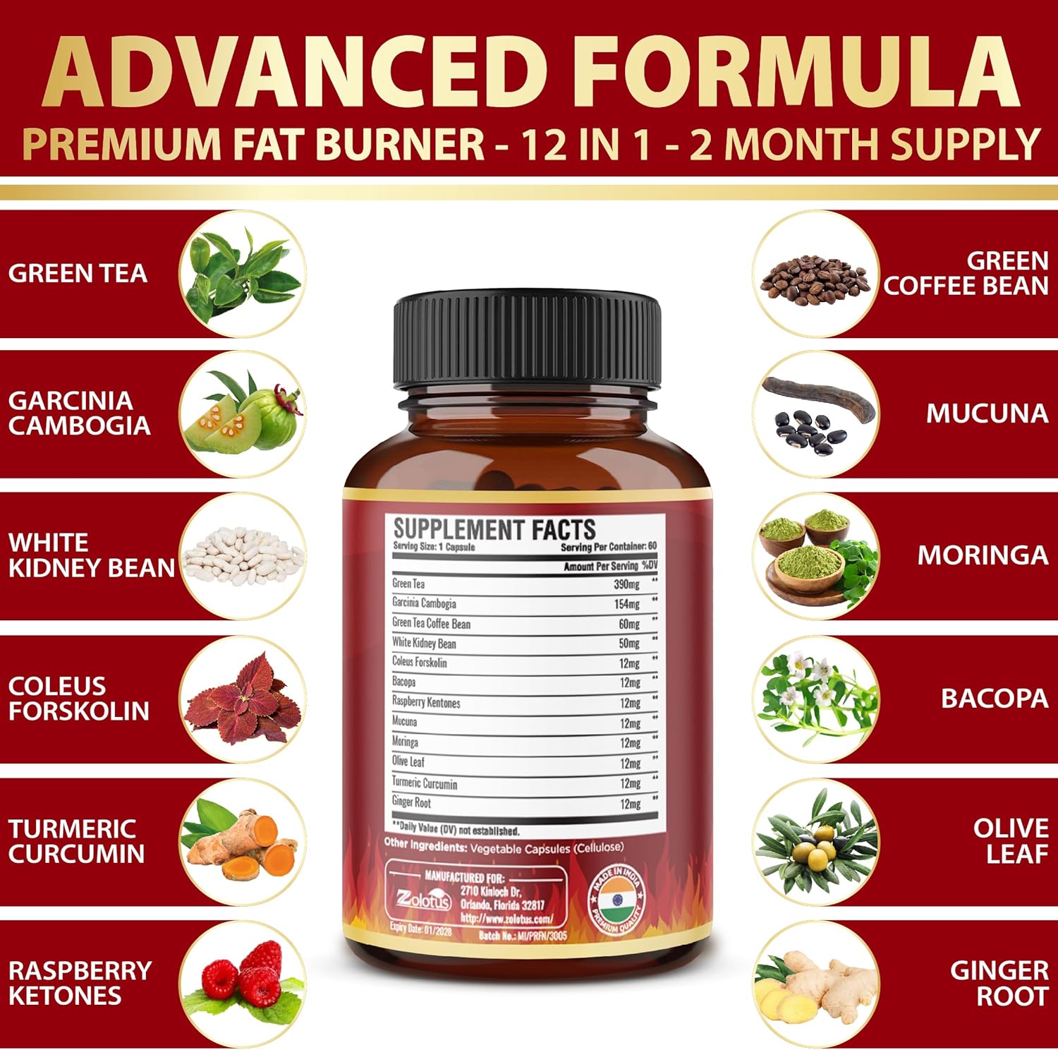 Premium Weight Loss Pills for Women, The Best Fat Burners for Women and Men, Energy Pills, High Potency with Green Tea Extract 98%, 2 Months Supply - Image 6