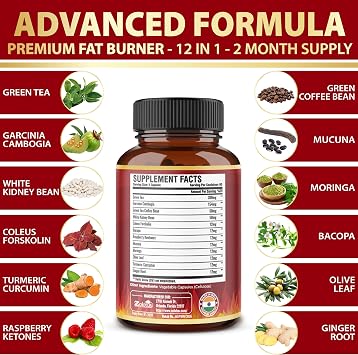 Premium Weight Loss Pills for Women, The Best Fat Burners for Women and Men, Energy Pills, High Potency with Green Tea Extract 98%, 2 Months Supply