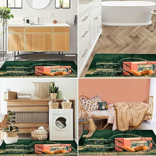 Miniatura 4 de Alfombra retro con cinta de cassette Walkman y audífonos, alfombra de 3 x 5 pies, alfombra antideslizante para puerta de entrada, entrada, entrada,