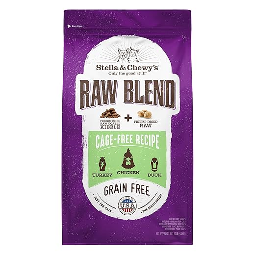 Stella & Chewy's Raw Blend Premium Kibble Cat Food – Grain Free, Protein Rich Meals – Cage-Free Poultry Recipe – 10 lb. Bag