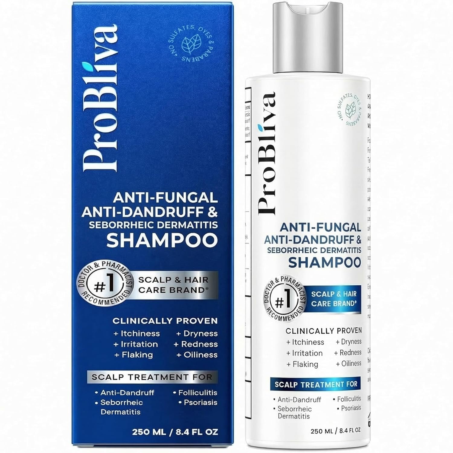 ProBliva Anti-Fungal Anti-Dandruff Shampoo – Balanced Antifungal Shampoo with Dual-Action (Fungus & Buildup) – Scalp Treatment for Seborrheic Dermatitis – Relieves Flakes, Itch & Dryness (8.4 fl oz)