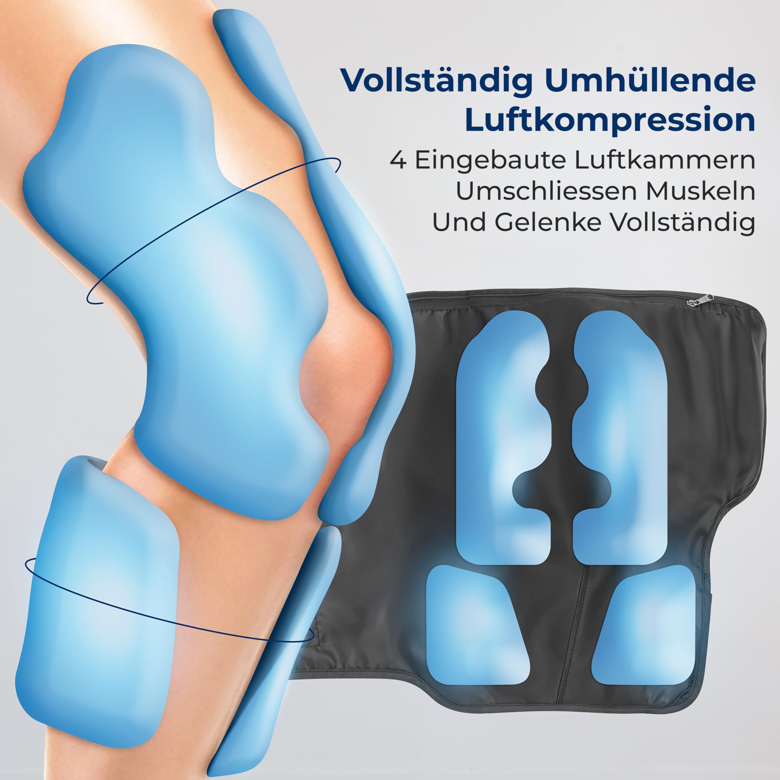 SereneLife Knie-Massagegerät – Kabellos, 3 Wärmestufen, Luftkompression, 4 Massage-Modi, Kühlpack & Tasche, Für Arthritis, Schwellungen, Steifheit, & Muskelverletzungen, Starker Akku, Geschenkidee