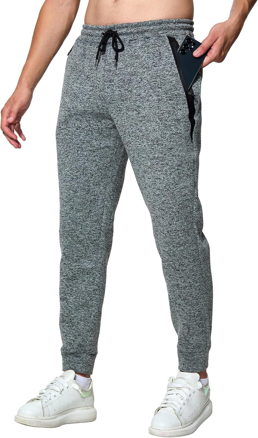 Men’s Sweatpants with Zipper Pockets Athletic Pants Fleece Joggers Traning Track Pants for Running, Workout
