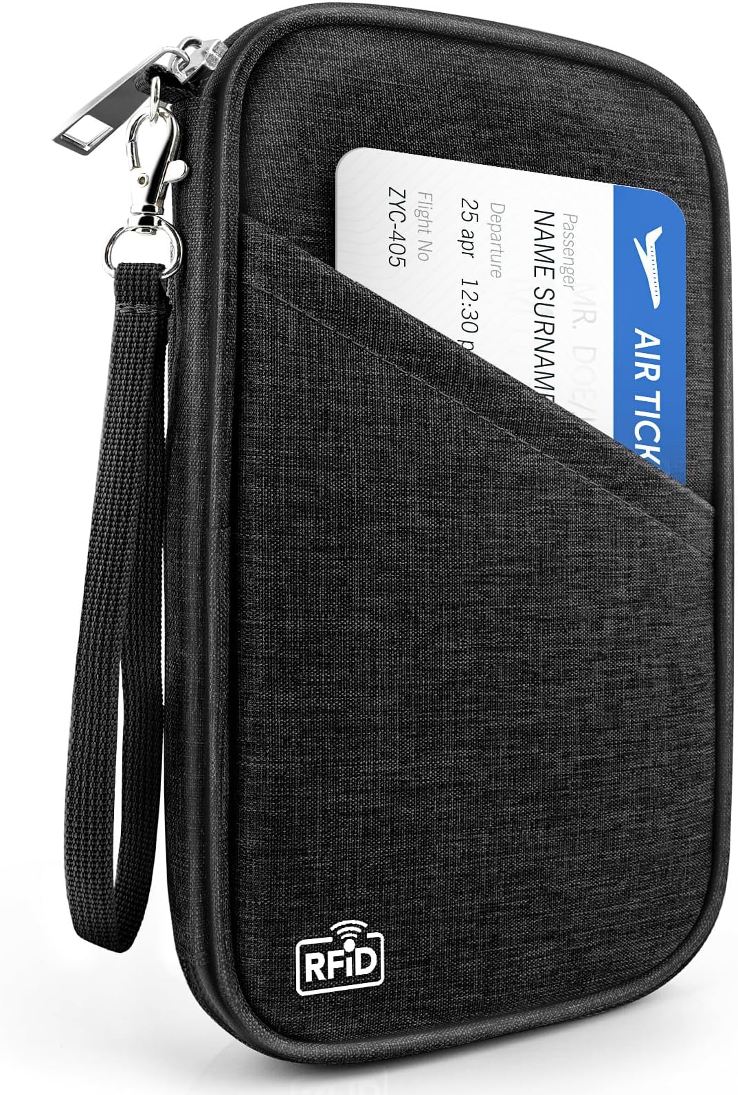 Passport Holder Family RFID Travel Document Organizer for Women Waterproof Passport Wallet Men Portable Case for Cards, Boarding Pass, ID, Money, Tickets with Zipper