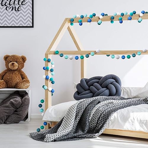 Miniatura 7 de Boao 2 guirnaldas de bolas de fieltro de lana de invierno de 6.5 pies, 24 bolas de pompones, decoración colgante de Navidad para pared, aula, hogar,