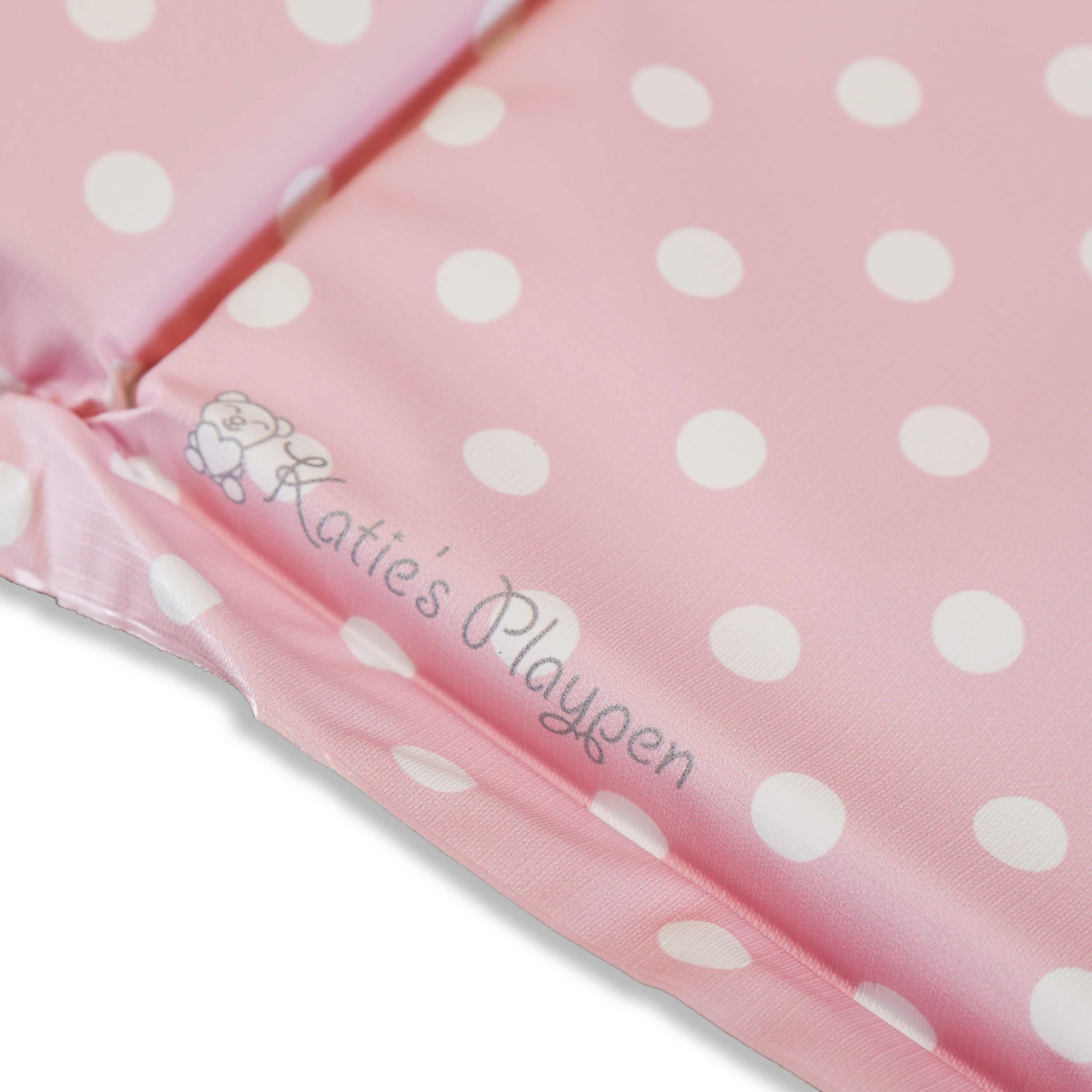 KATY Deluxe Baby Girls - Cambiador impermeable con bordes elevados, diseño de lunares blancos