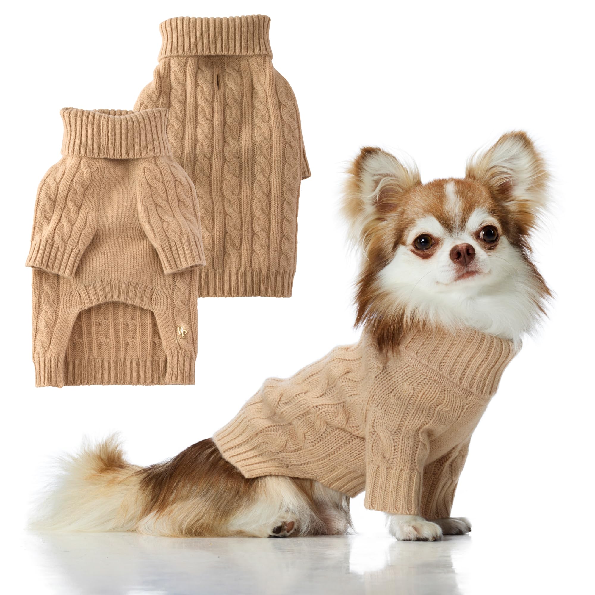 Pet Passion Gable Cable Knit Sweater in Camel