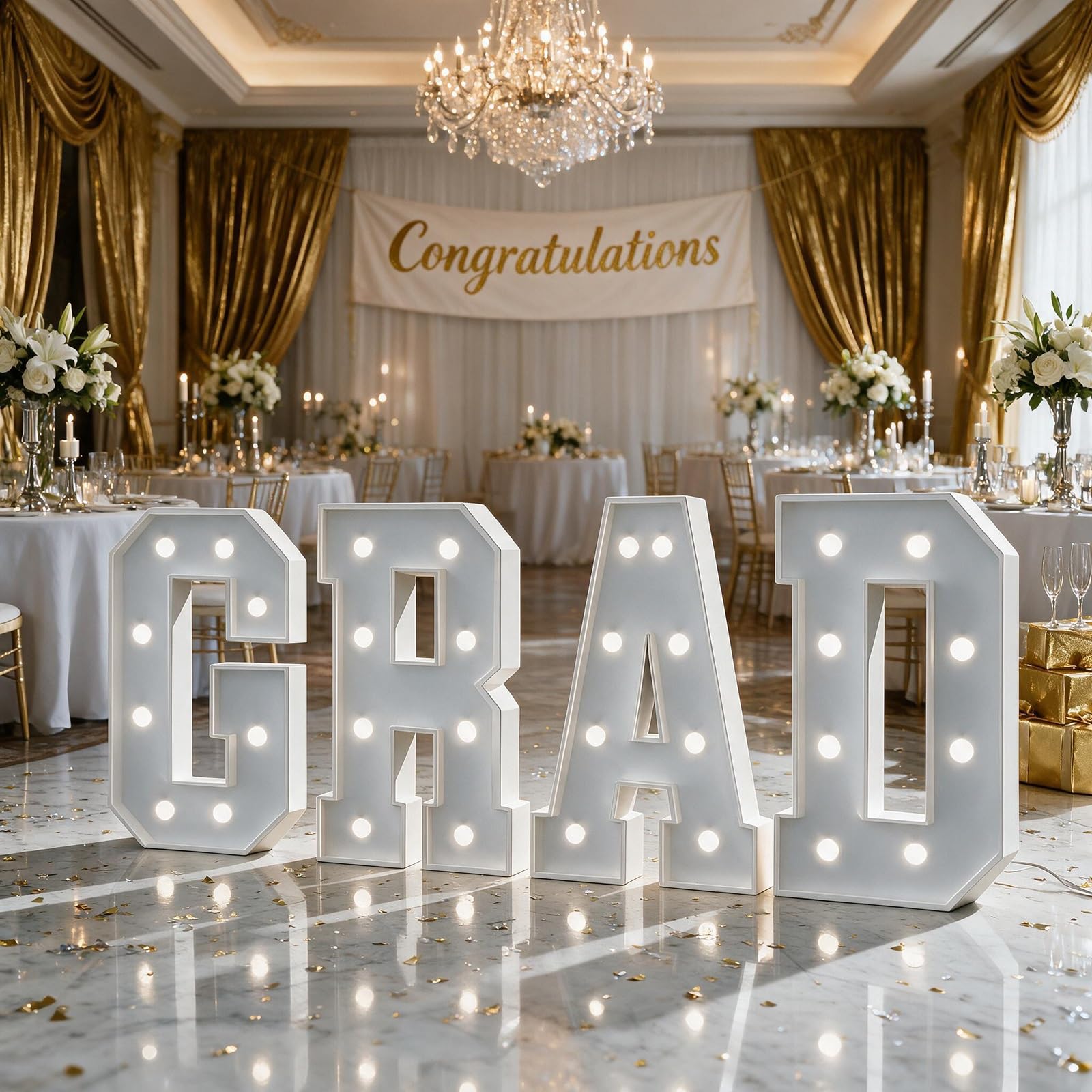Lettere LED GRAD Luminose Insegna Classe 2026 Decorazioni Festa | Pannello KT Pre-tagliato, Retro Rinforzato, Monta Facile, Senza Fili, Leggero(Cool white,120cm)