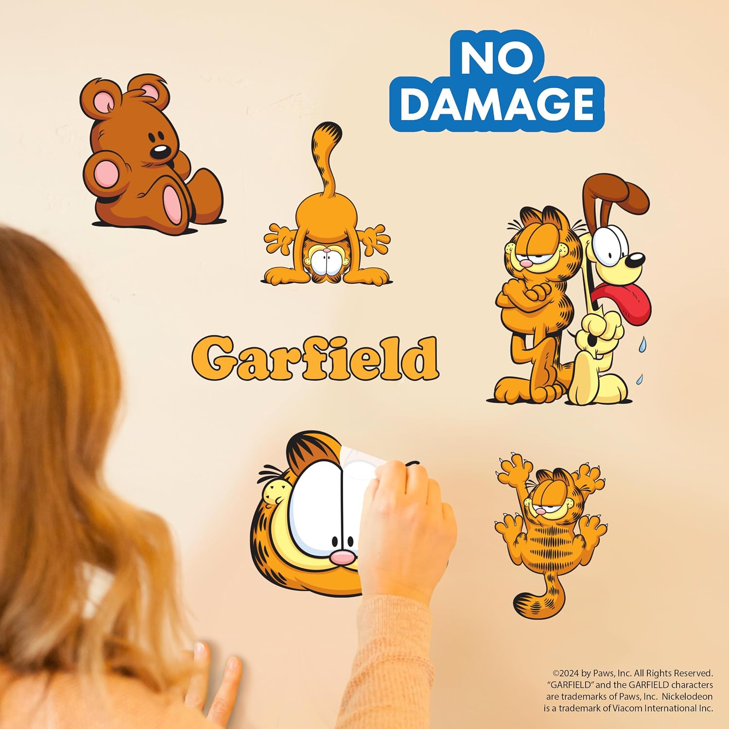 Garfield Wall Decals - Set of 6 Garfield, Odie, Pooky Vinyl Wall Stickers Bedroom Decorations - Peel and Stick Room Decor