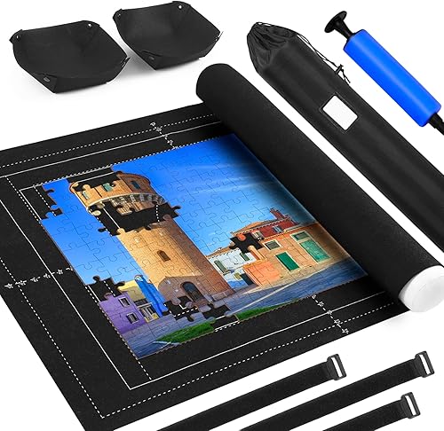 Alfombrilla enrollable para rompecabezas Genovega, compatible con rompecabezas de 2000, 1500 y 1000 piezas, gran almohadilla portátil, tabla