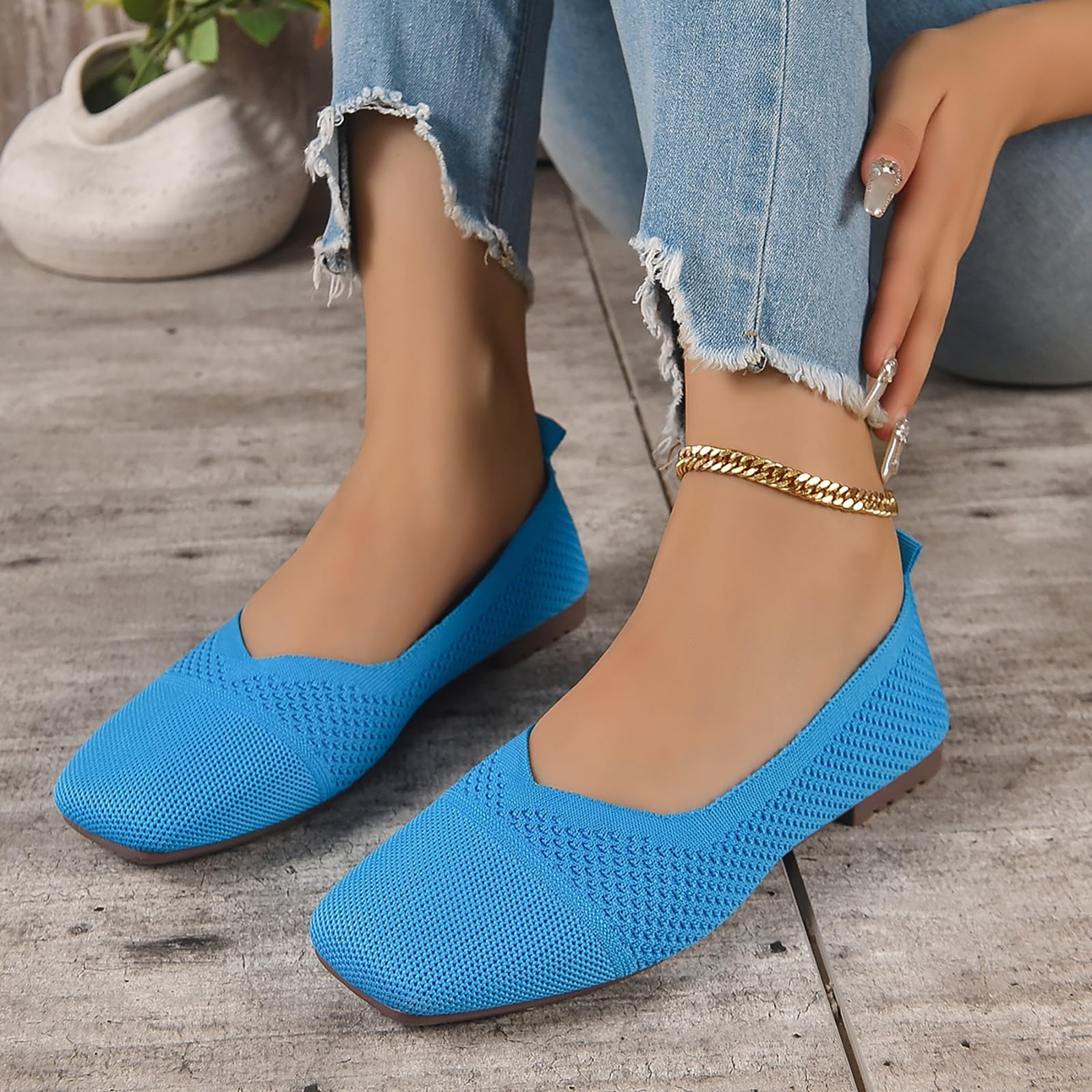 Zapatos Mujer Bailarinas Verano Elegantes Mocasines Cuadrados
