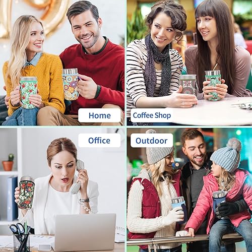 Miniatura 7 de Mangas aisladas de neopreno con asa para vasos de 20 onzas, funda reutilizable para café helado para tazas de café de 30 a 32 onzas (arco