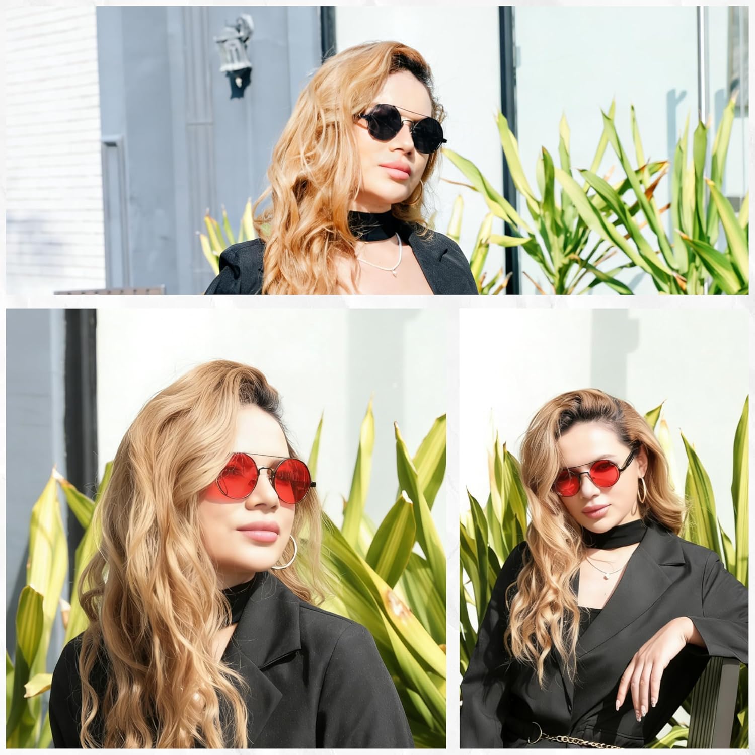 FEISEDY Aviator Sunglasses for Men Women, Retro Steampunk Gothic Round Metal Frame Hippie Glasses B2351 - Image 7