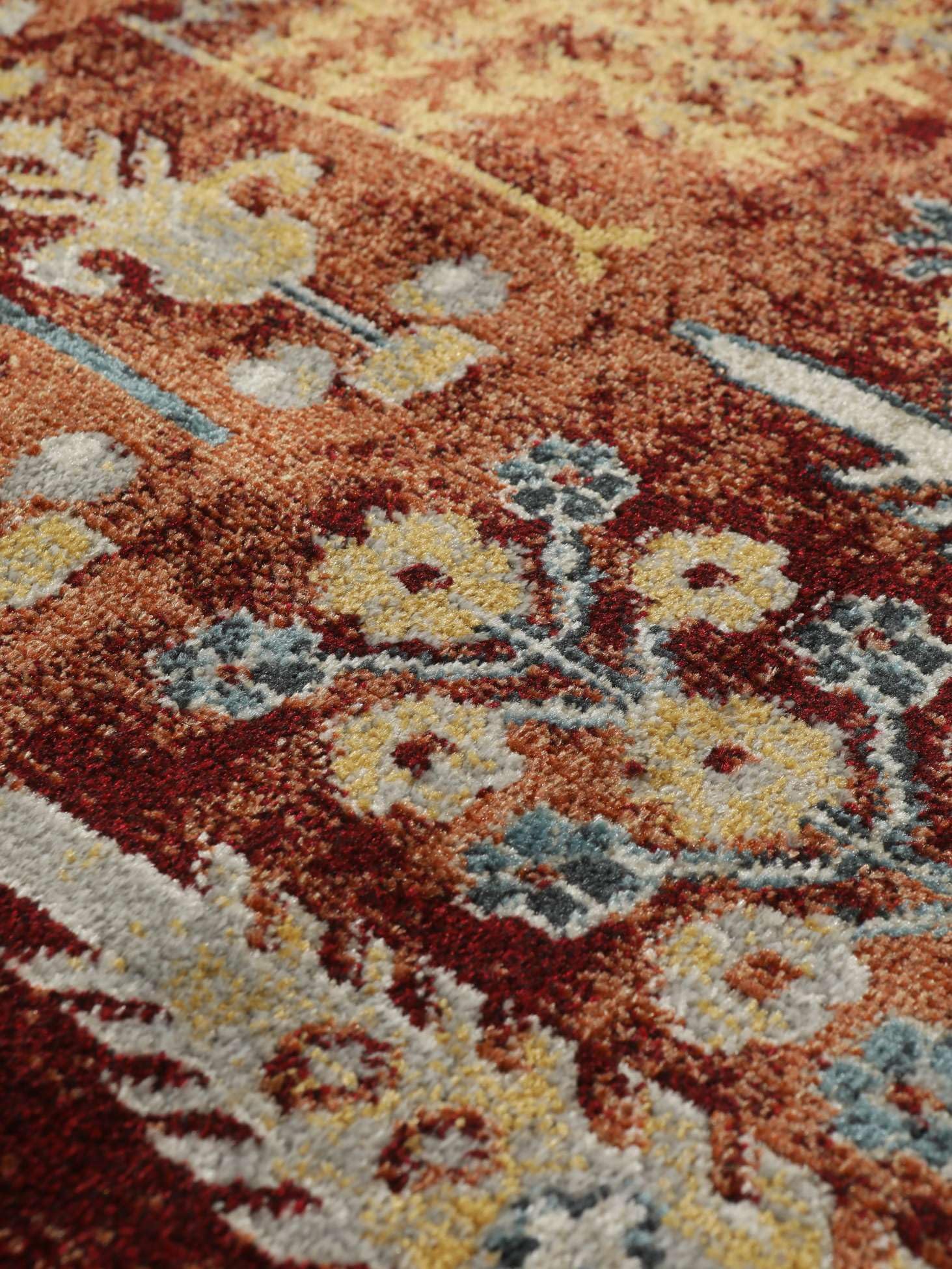 RugVista Razavi, Tappeto, Moderni, 100 x 160 cm, Rettangolare, Pelo corto, Soggiorno, Camera da letto, Cucina, Lavabile in lavatrice, Ruggine