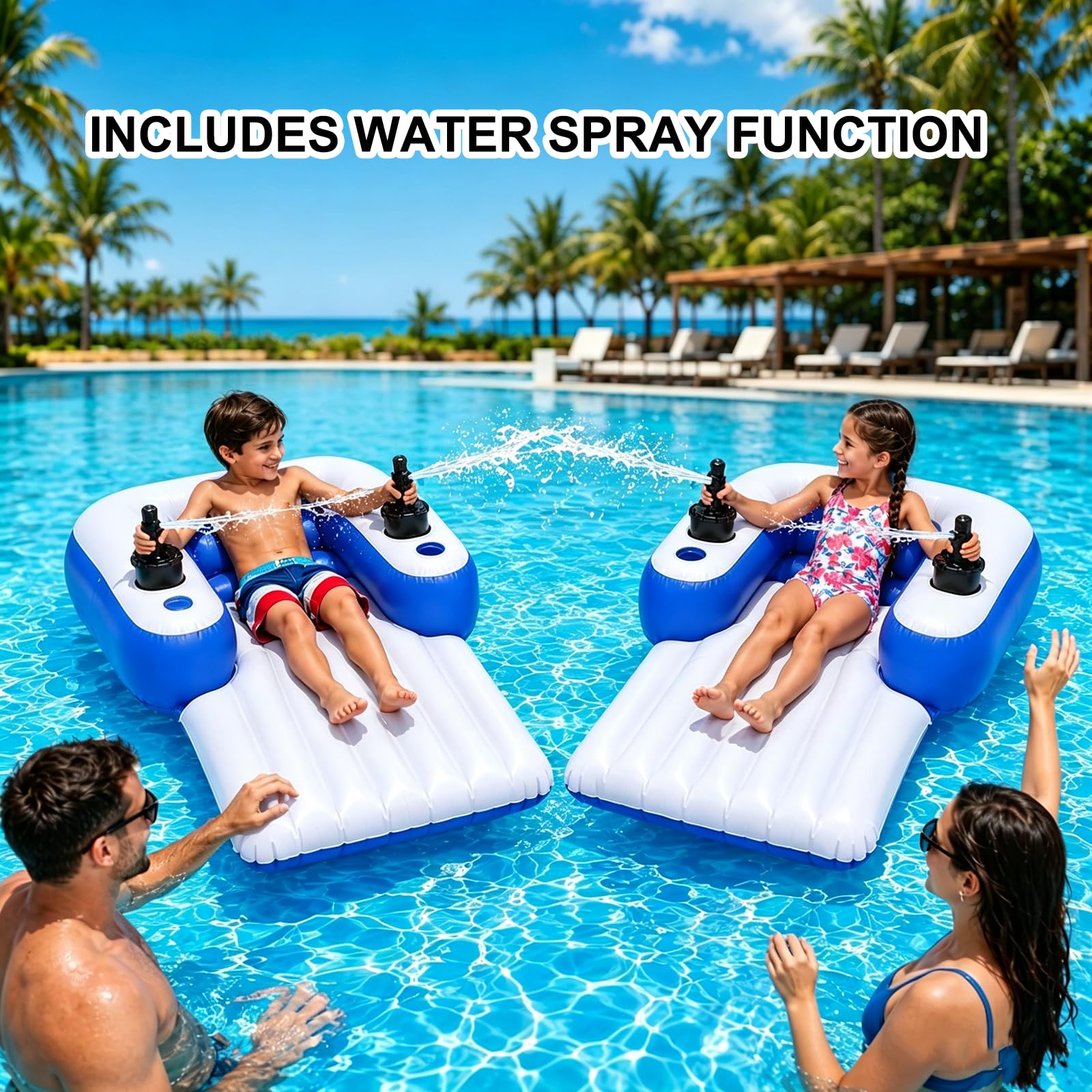 Silla De Playa Hinchable Eléctrica, Tumbona Acuática con Doble Motor, Rotación De 360°, Recargable, Capacidad De Carga De 120 Kg, para Piscinas Y Lagos