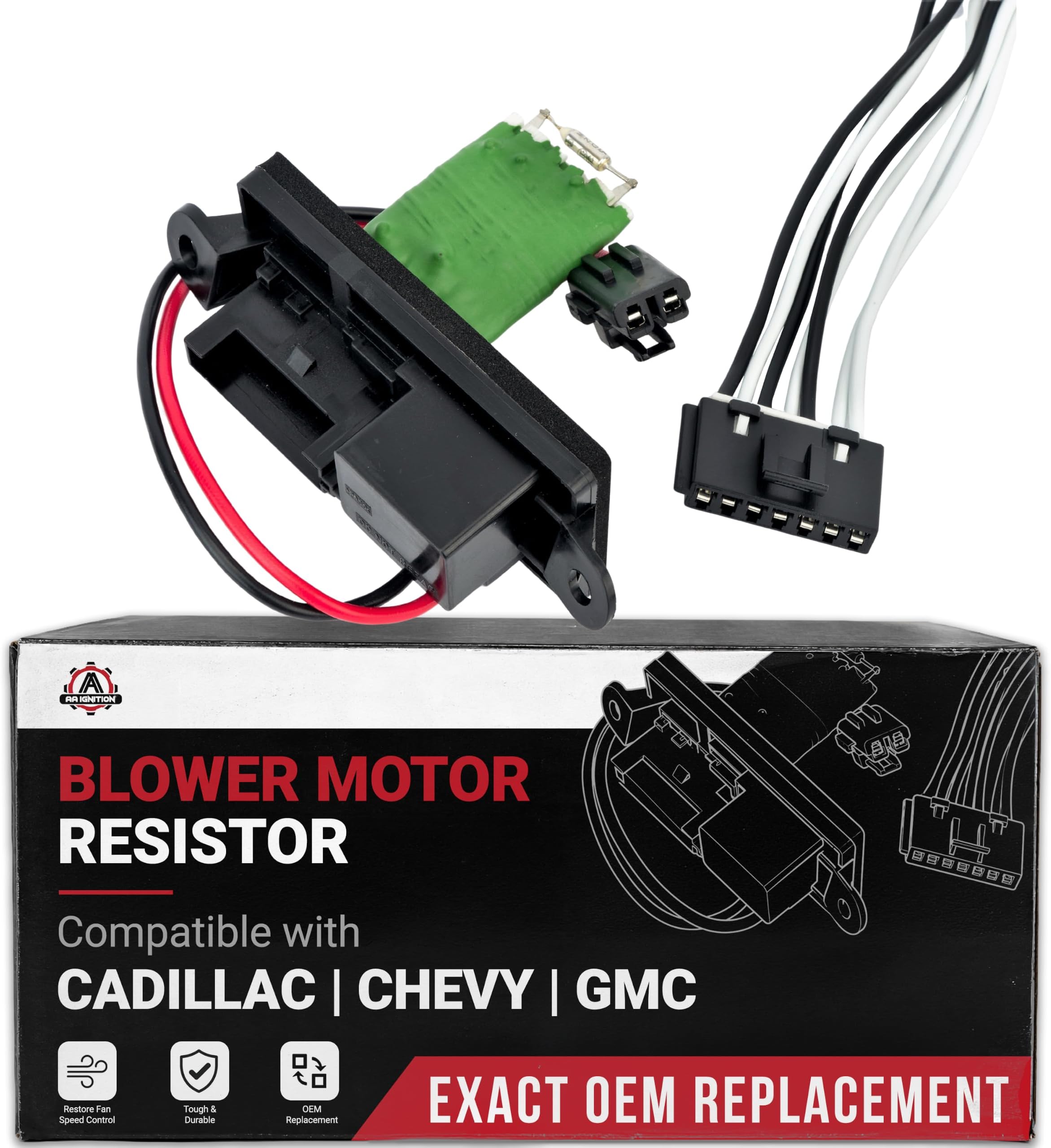 AA Ignition HVAC Blower Motor Resistor, Manual AC - Replaces 22807122, 15305077, 973409 - Fits Chevy, Cadillac, GMC Vehicles - Escalade, Avalanche, Silverado, Tahoe, Sierra, Yukon