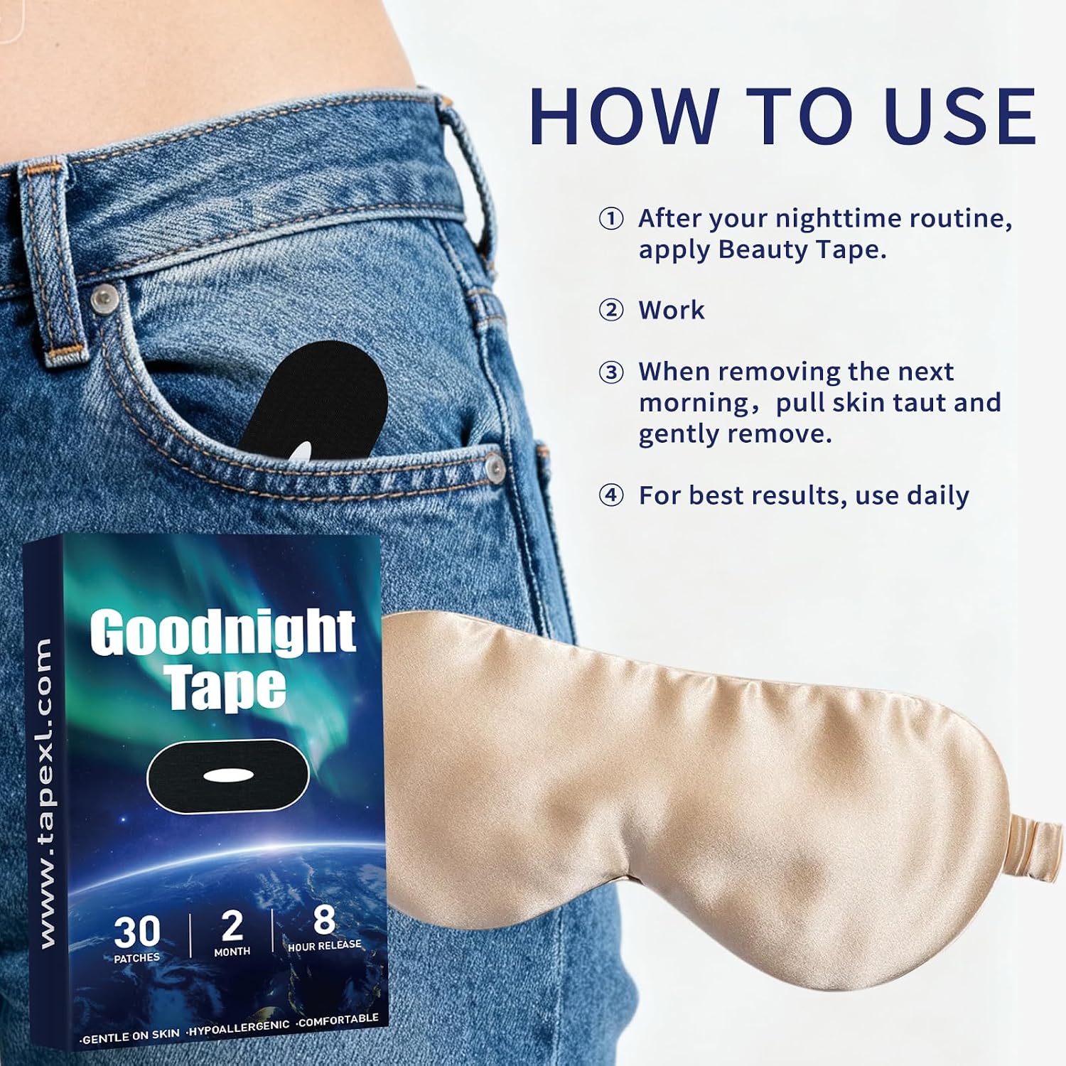 Mouth Tape for Sleeping 60 Pack, Portable & Simple to Use K2