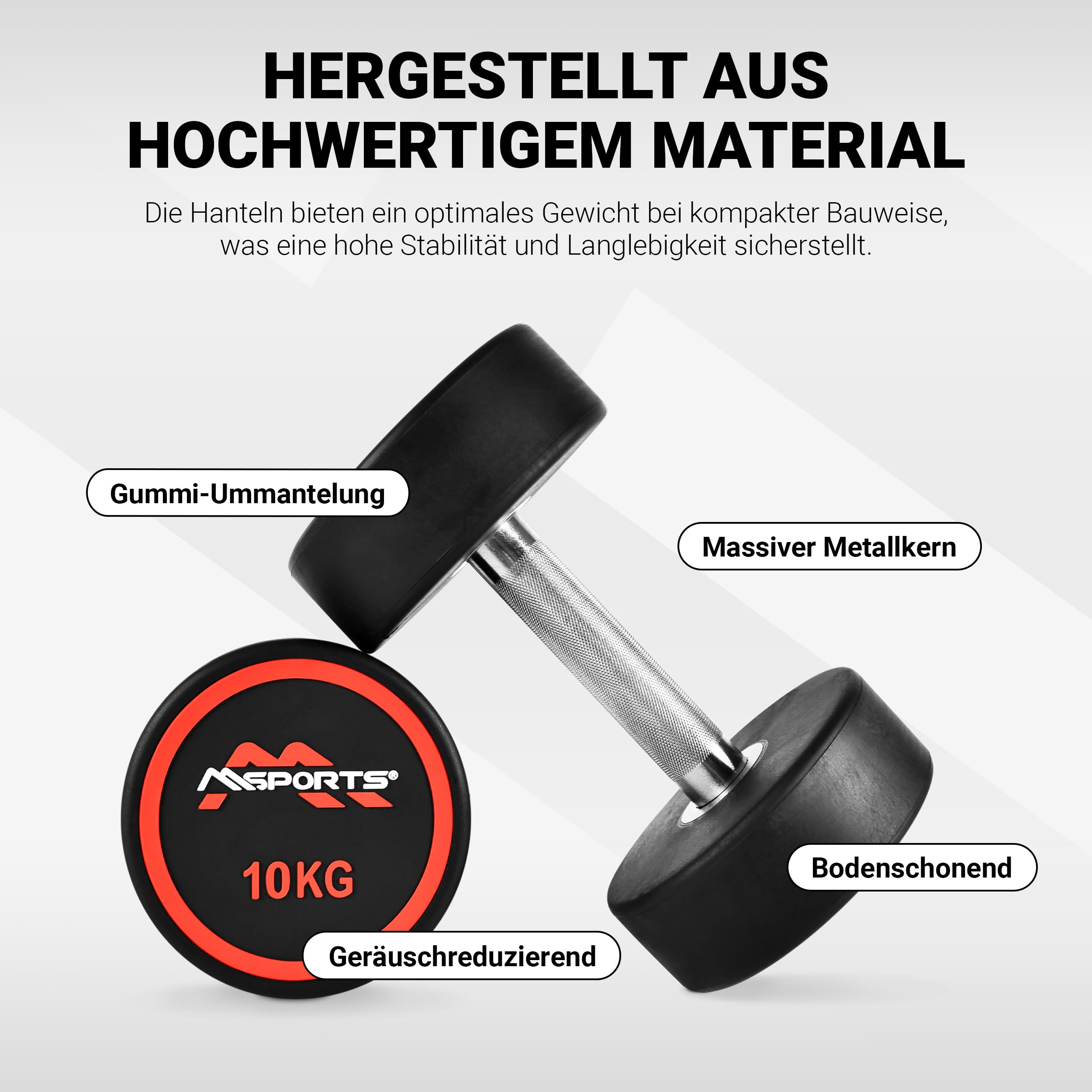 Hantle okrągłe Premium zestaw 2 szt. | gumowa powłoka krótkich hantli 2,5 – 50 kg | uchwyt chromowany i radełkowany | różne warianty ciężaru hantli