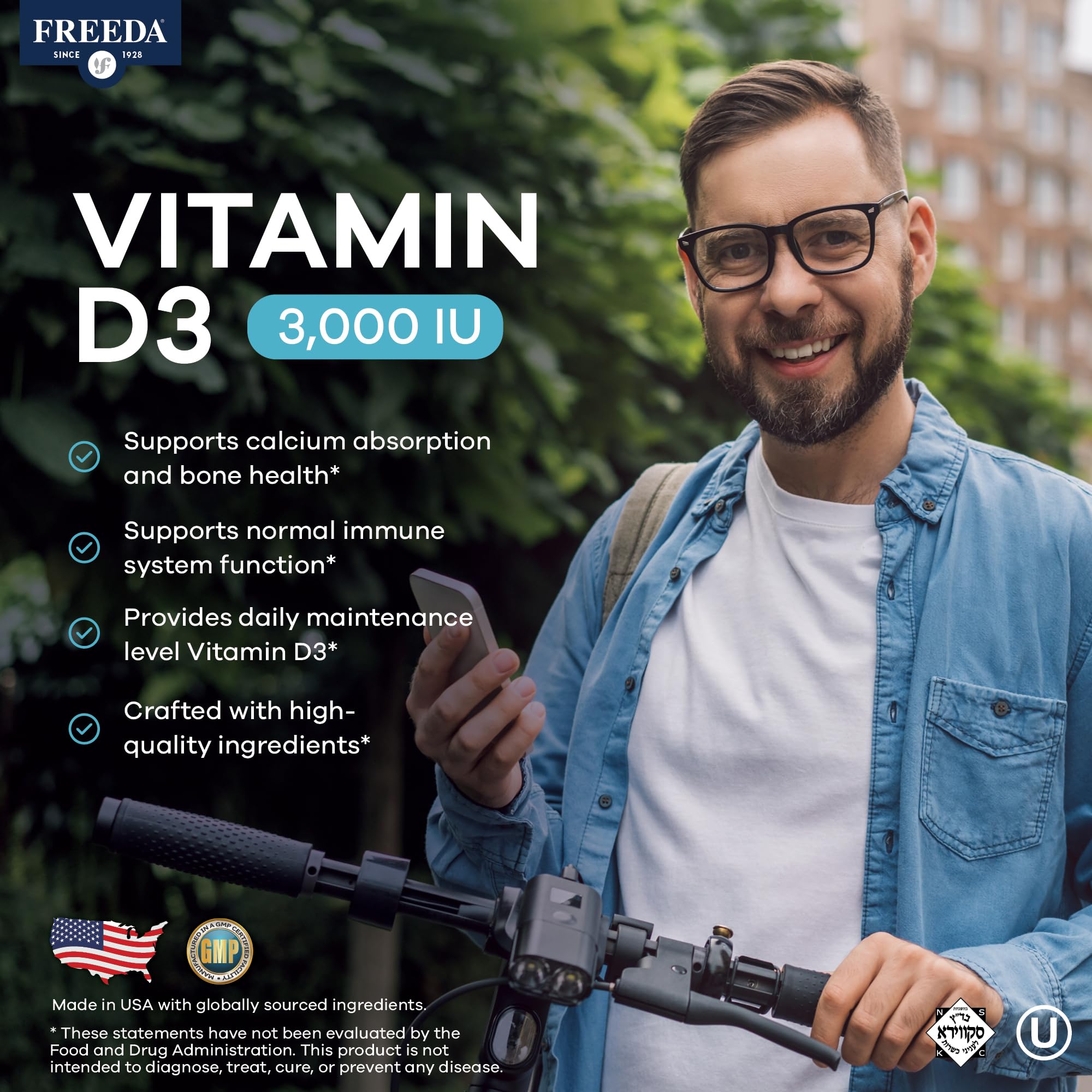 FREEDA Vitamin D3 3000 IU Supplement for Bone Support – 250 Tiny Tablets — Amazon image 2
