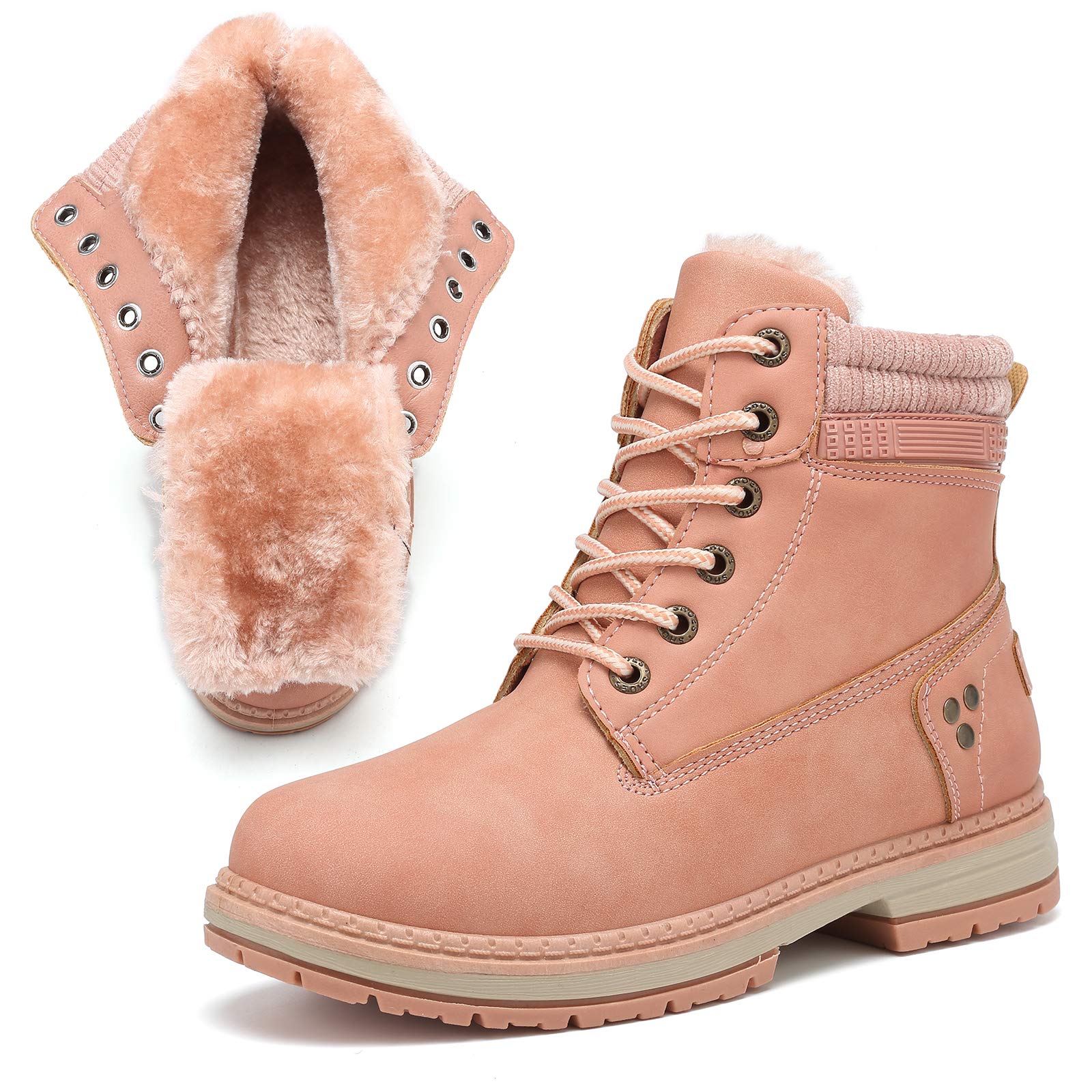 Ankle Boots for Women Low Heel Work Combat Boots Waterproof Winter Snow Boots