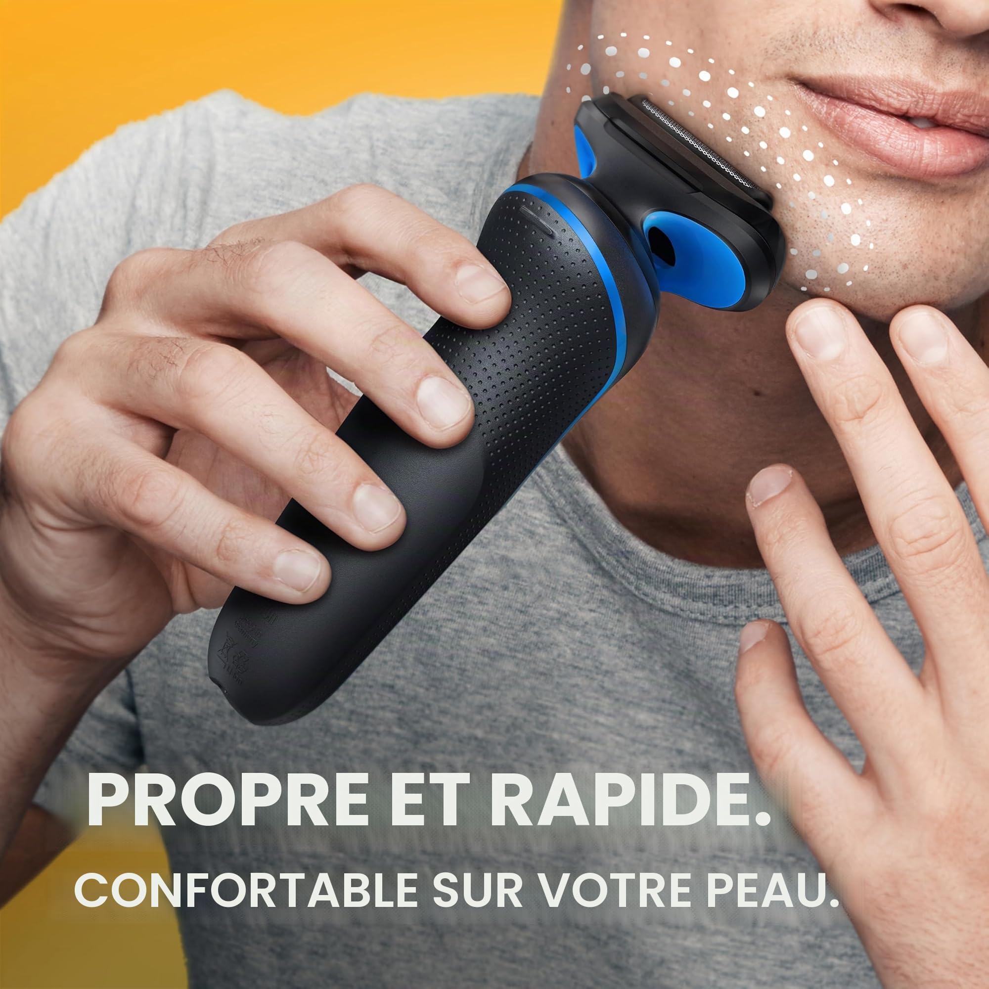 Braun Rasoir électrique pour homme, Series 5 5120s, rasage humide et sec, mode rasage turbo, rasoir en aluminium, conçu en Allemagne, avec tondeuse à barbe et pochette, bleu