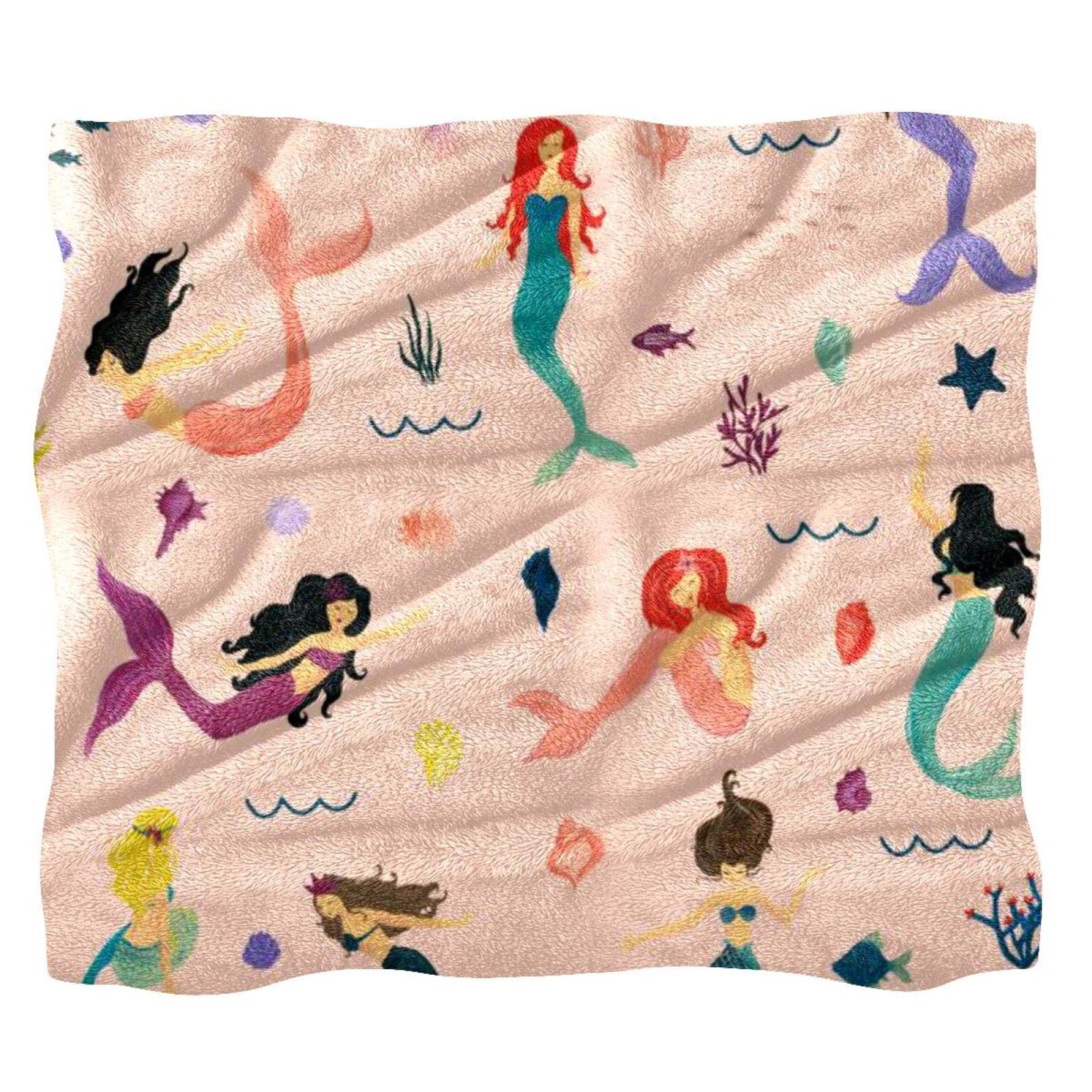 Couvre-lit sirène rose doux et moelleux pour lit enfant fille TBOUOBT