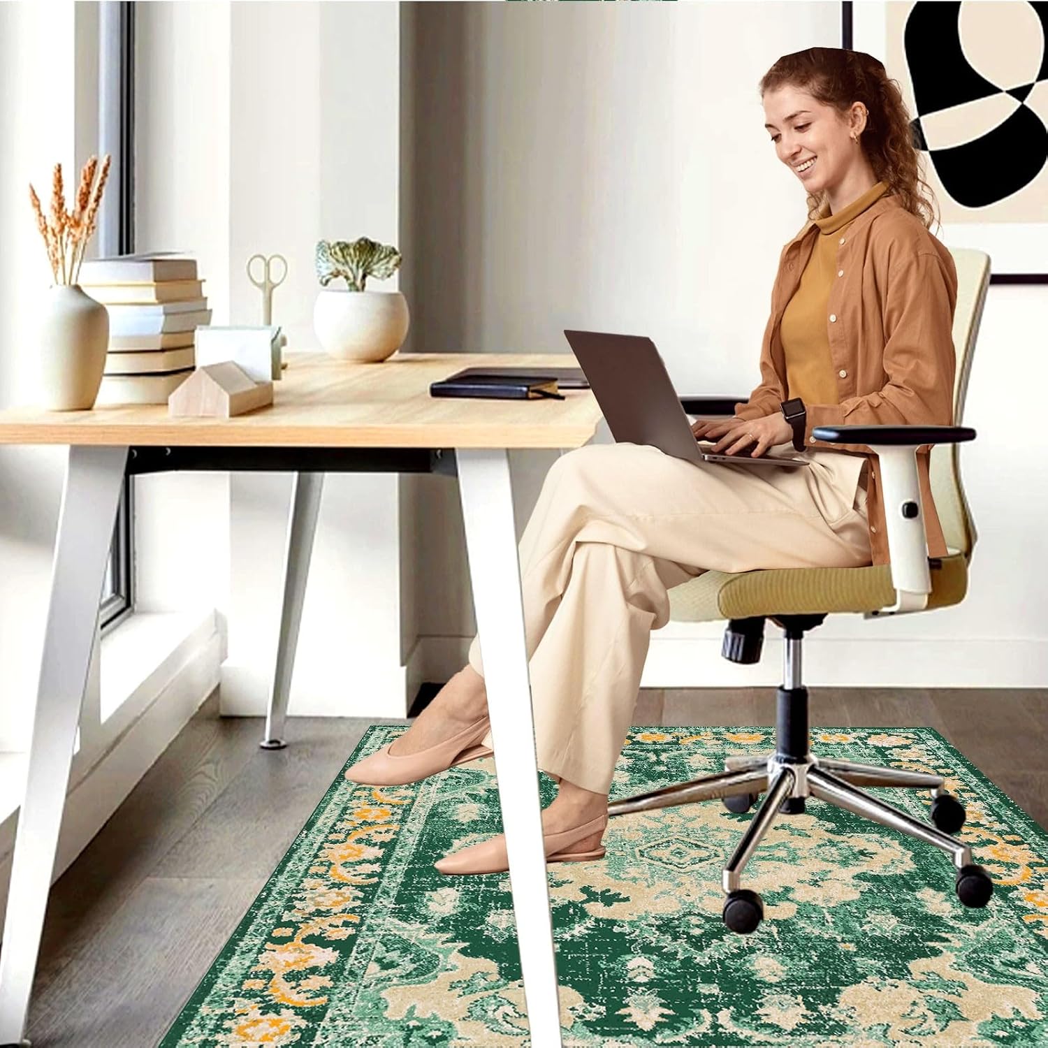 Office Chair Mat for Hardwood Floor, 36"x48" Desk Chair Mat for Rolling Chair Easy to Clean, Anti-Slip Floor Protector Rug Easy Glide Desk Computer Chair Rug for Hard Floors Home Office(Green)