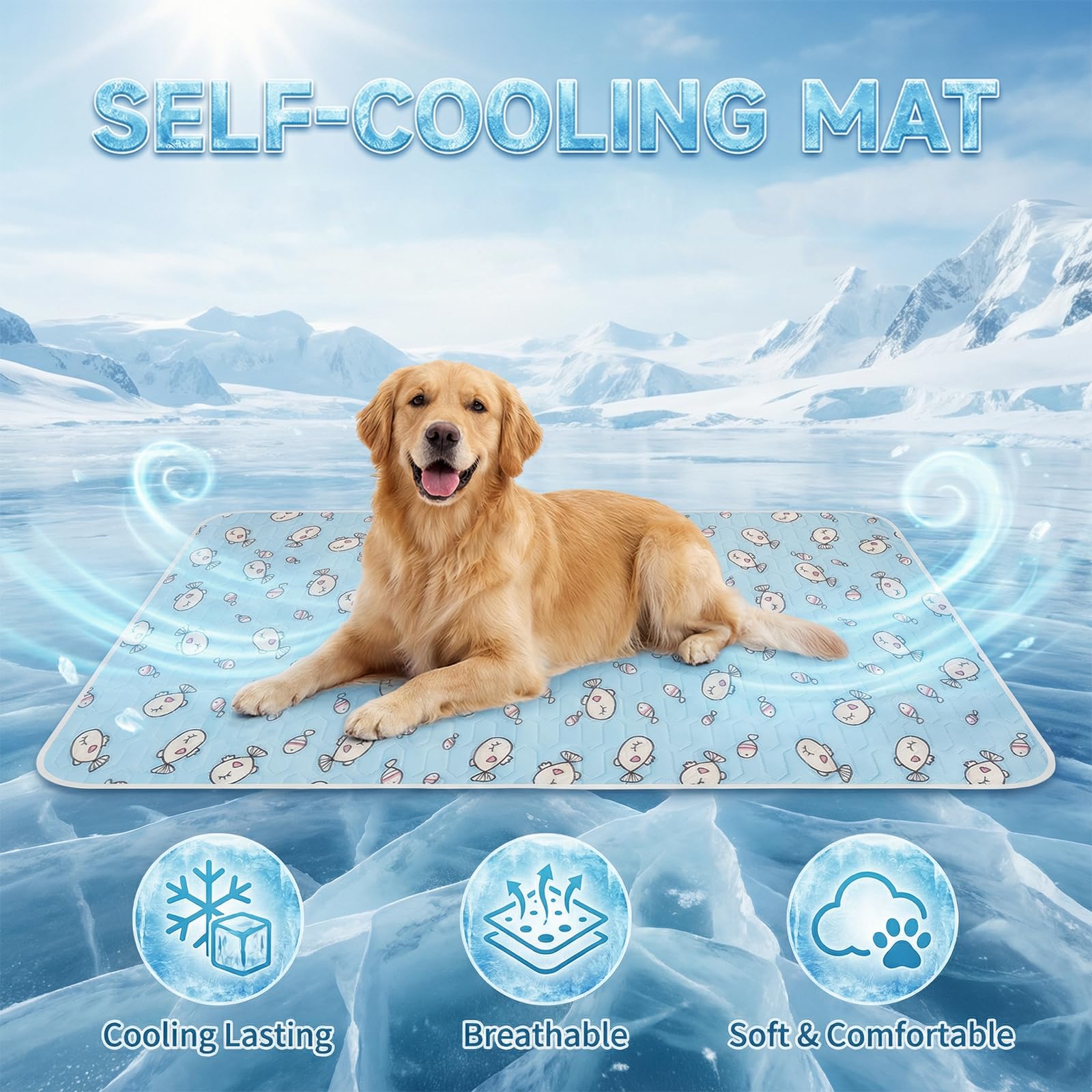 Ninonly Alfombra Refrescante para Perros y Gatos, 50x70cm Cama Fresca para Mascotas, Colchoneta Refrescante Alfombrilla de Verano Lavable a Máquina y Plegable, Manta Fria Ideal para Hogar Coche Viaje