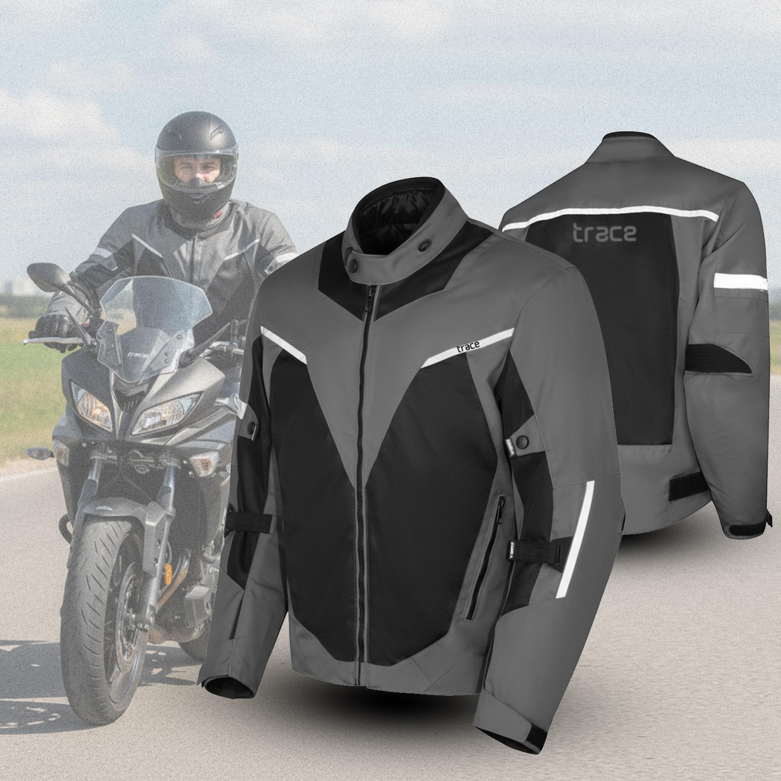 Giacca da Moto da Uomo Tessuto Protettiva e Traspirante Giacche Estiva Giacca da Moto da Uomo Giacca da Tessuto Corsa Traspirante In Cordura