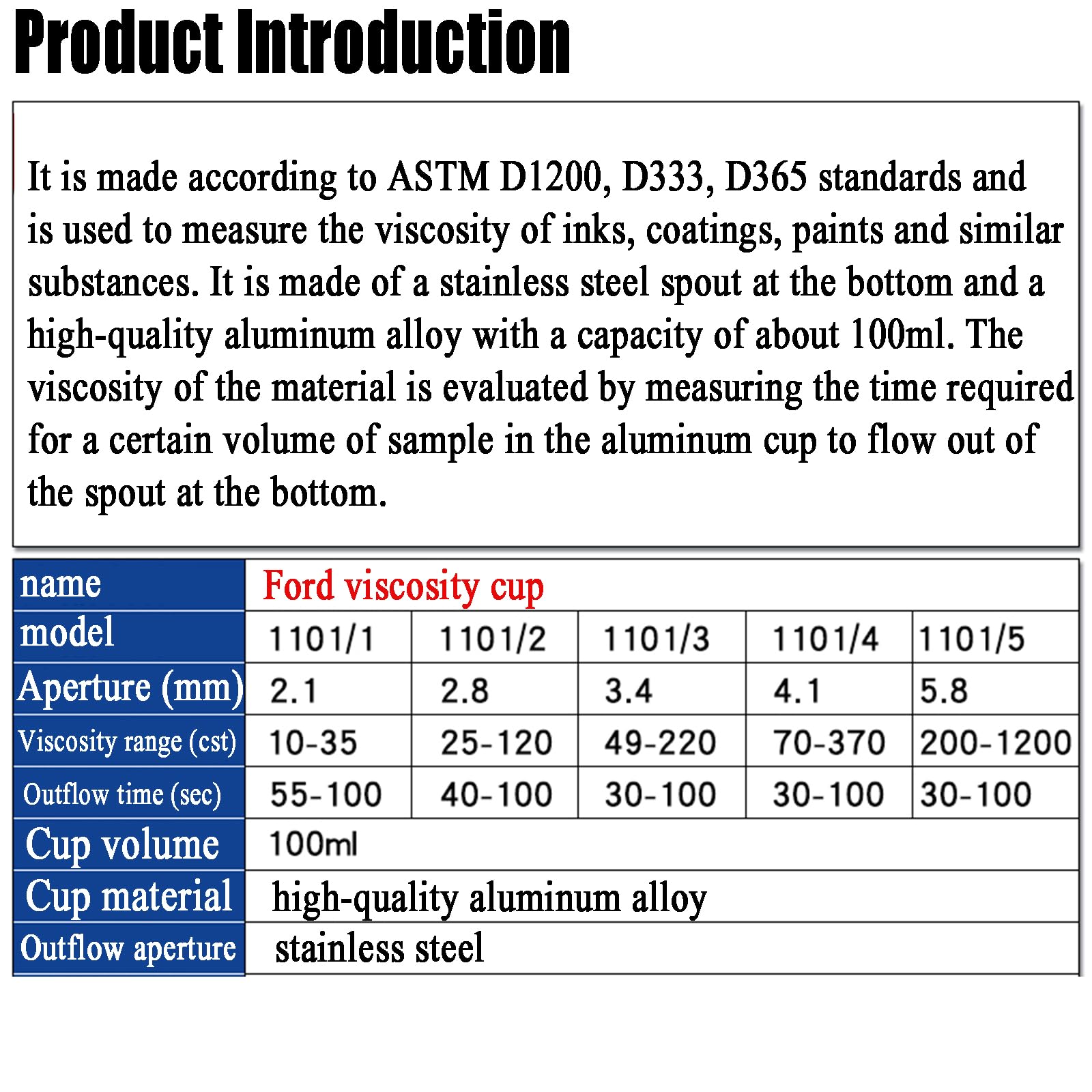 Copa De Viscosidad ISO, Copas De Flujo ISO, Modelo ISO 1-5, Copa De Espesor De Consistencia De Líquido, Copa De Viscosidad De Copa Ford, 2,1, 2,8, 3,4, 4,1, 5,8 Mm, para De Pintura